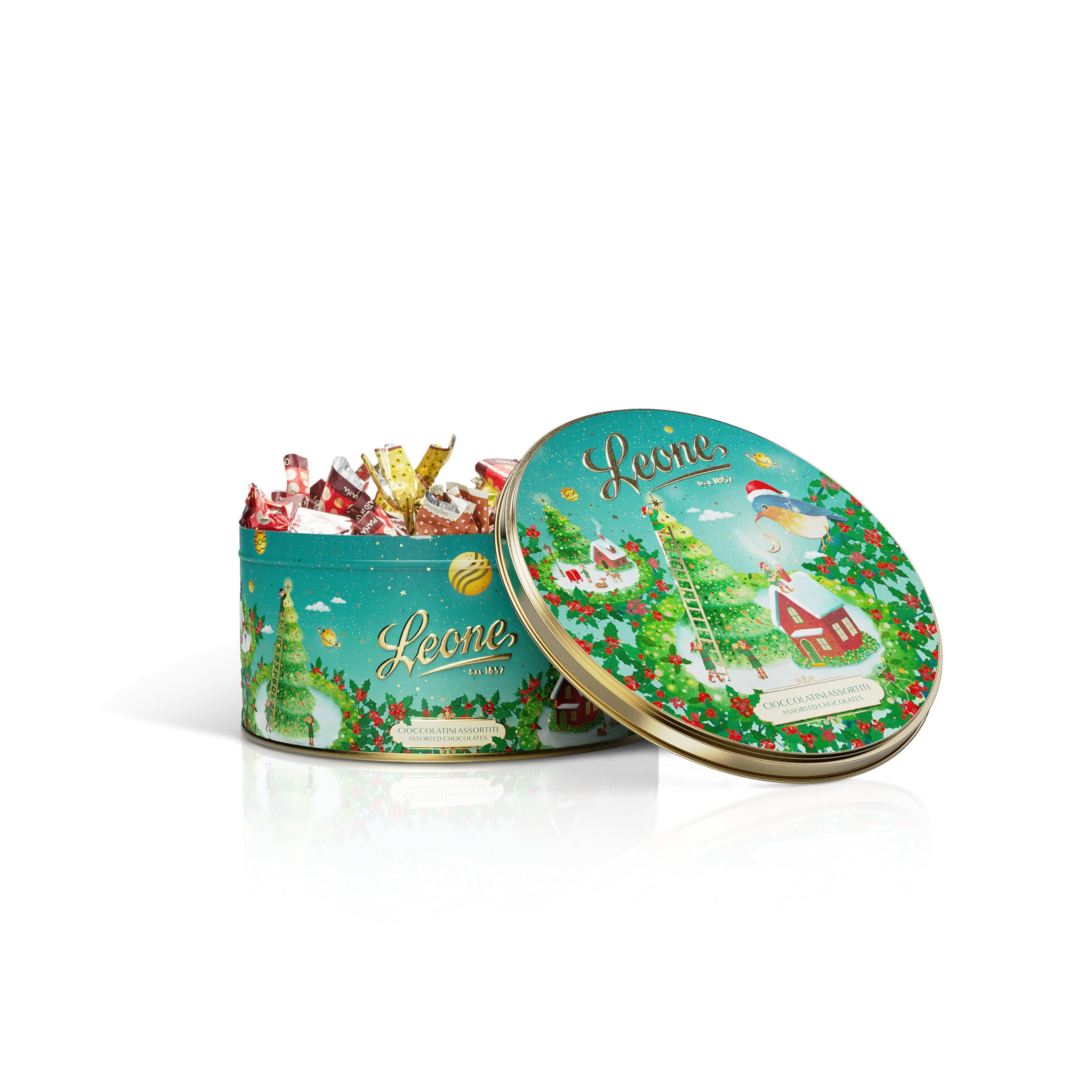 Leone 1857 - Boîte à Chapeau Leone - Chocolats Assortis - Idée Cadeau Gourmet Sans Gluten - 1 Boîte de 450g - Écrins Doux Enchantés - Noël