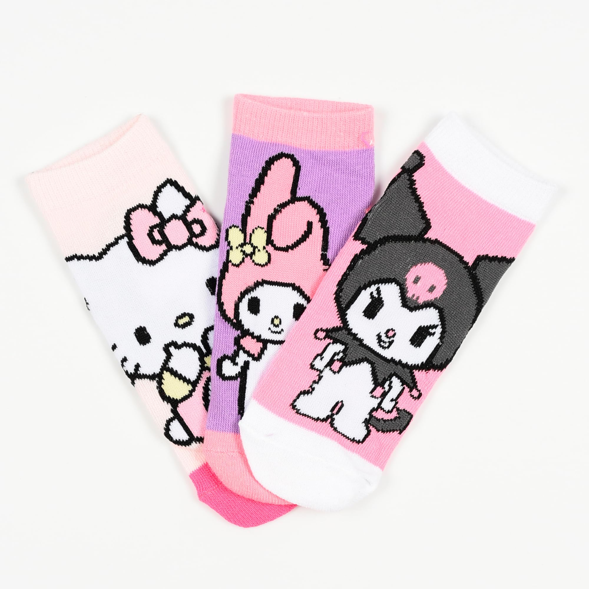Hello Kitty Friends - Calcetines invisibles para niña, juego de 6 pares, fantasmas de algodón suave multicolor, Kuromy My Melody, tallas 23/26, 27/30, 31/34, zapatos bajos