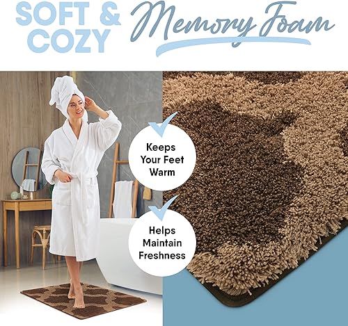 Miniatura 2 de MICRODRY Home Inspirations Collection - Tapetes de baño suaves y acogedores para baño, de espuma viscoelástica con base antideslizante, microfibra