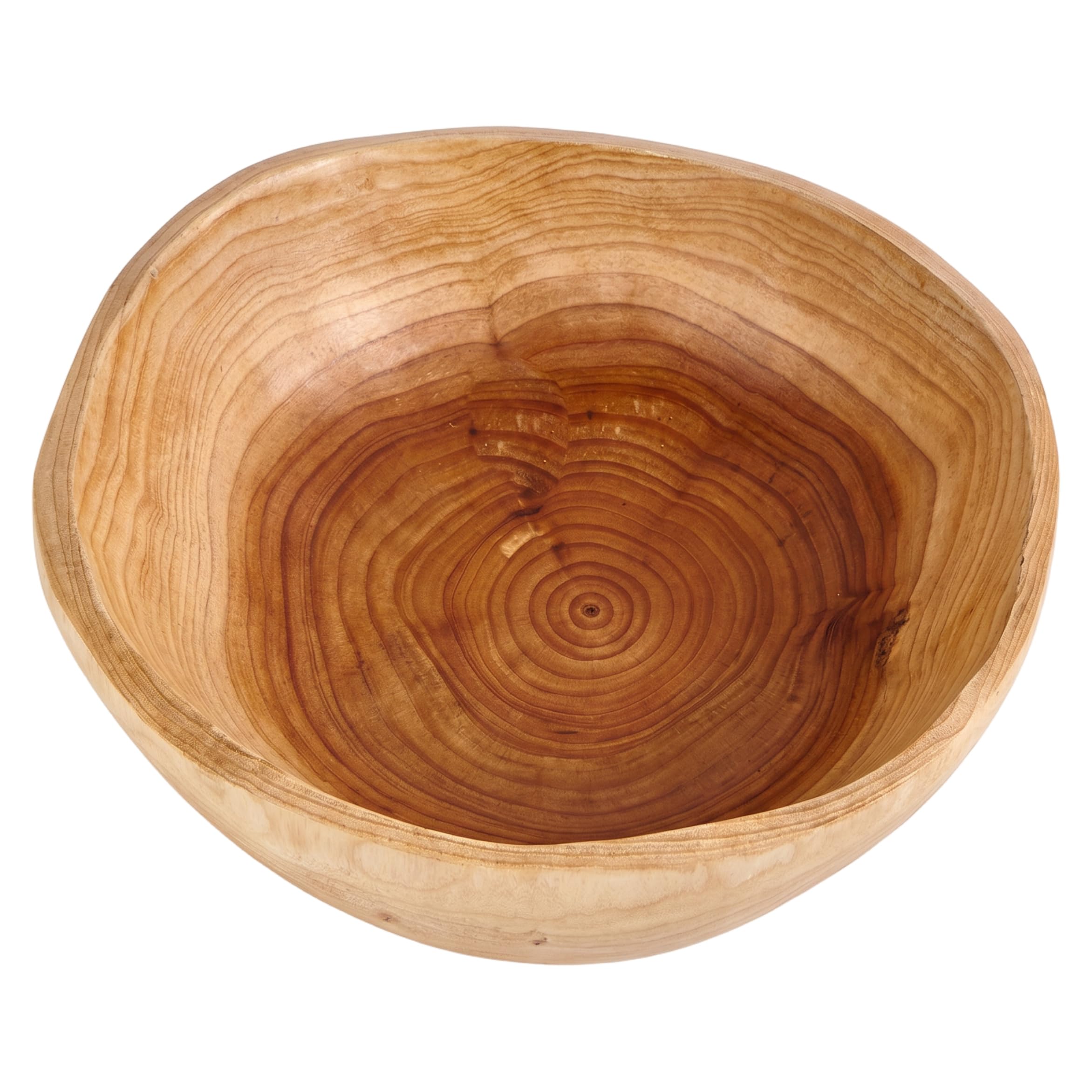 Hotainoys Wood Fruit Bowl - Hand-Carved Decorative Serving Bowls for Kitchen Counter, Snacks, Bread and Home Decor, 7.87-9.45 Inch