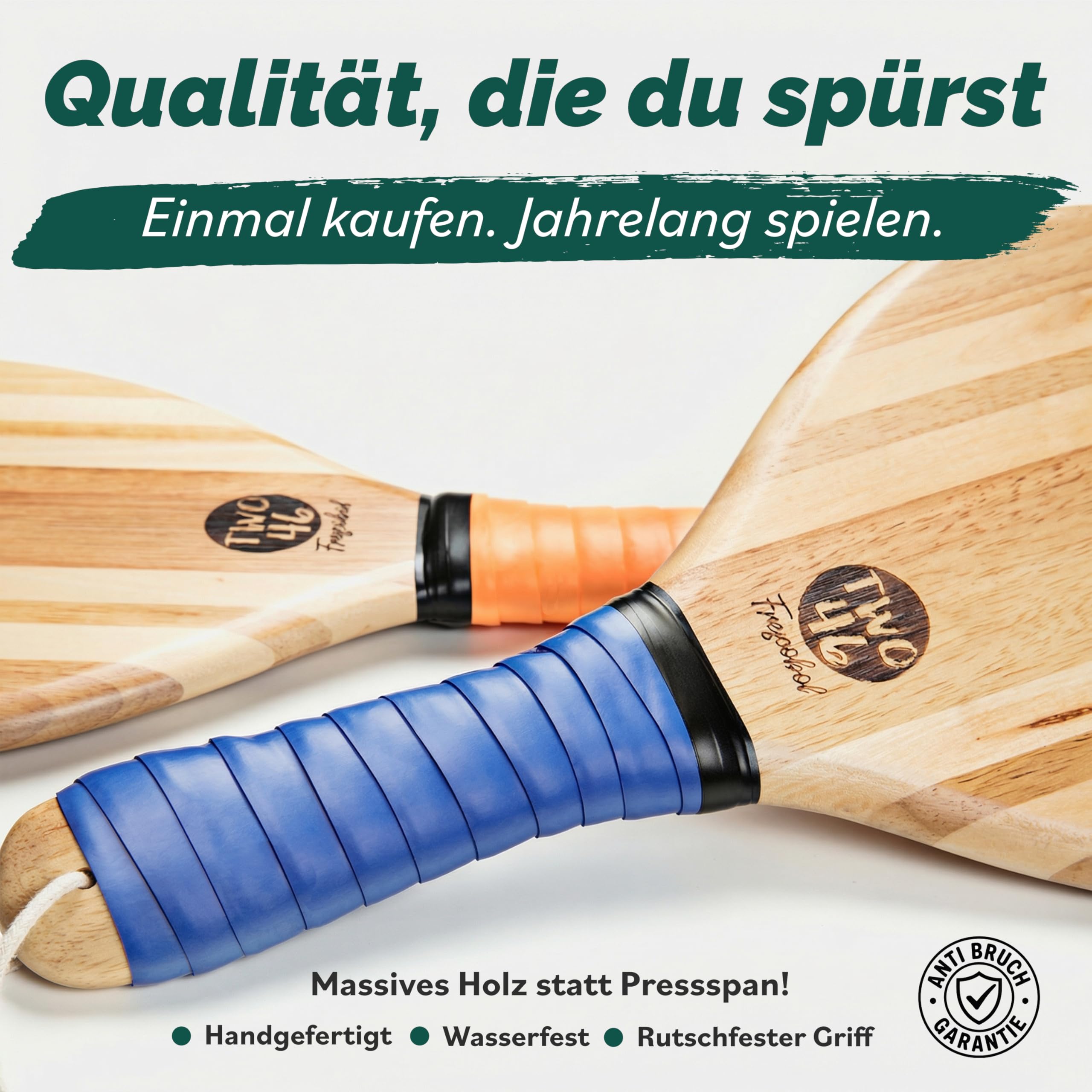 two46 Frescobol - Premium Beachball Set aus Holz | Handgefertigt & Langlebig | TESTSIEGER 2023 | inkl. Anfängerball & Tasche | Perfekte Geschenkidee | Der Trendsport aus Brasilien
