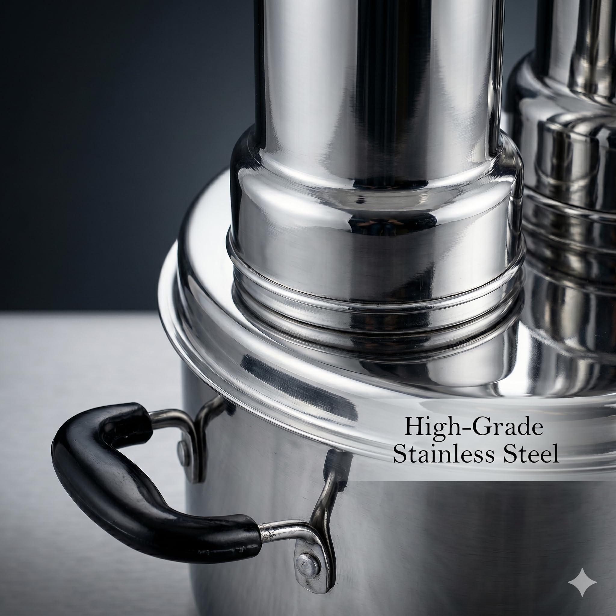 Nakshathra Stainless Steel Puttu Maker with Steamer, Puttu Kudam, 2 Puttu Pipe & Free One Extra Pipe, Gas & Induction Compatible, Durable Food-Grade Rice Cake Maker 2