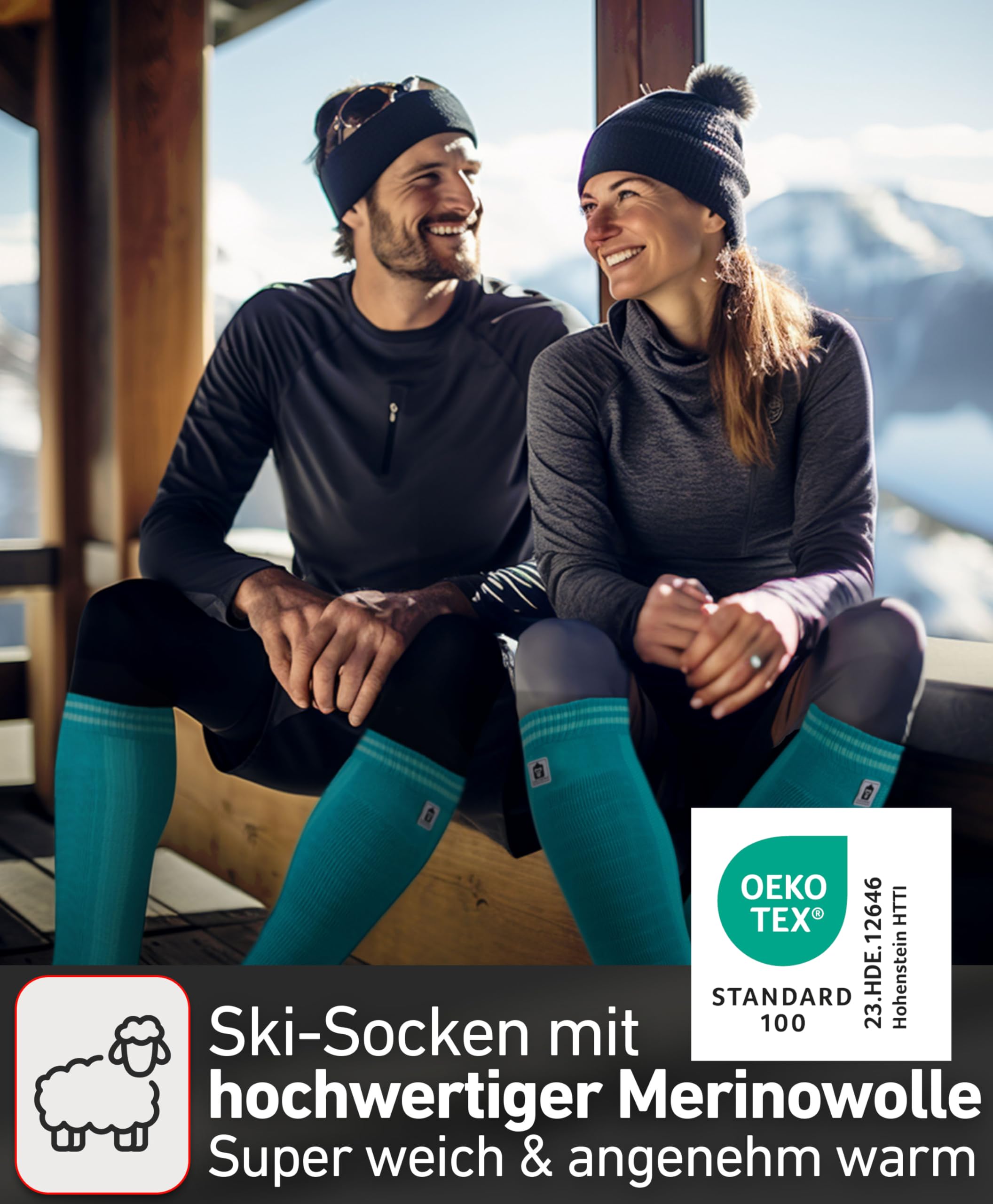 CORE GORIMO – 2 paia – Calzini da sci in lana merino – Piacevolmente caldi e super morbidi – Supporto ottimale per lo sci per uomo e donna