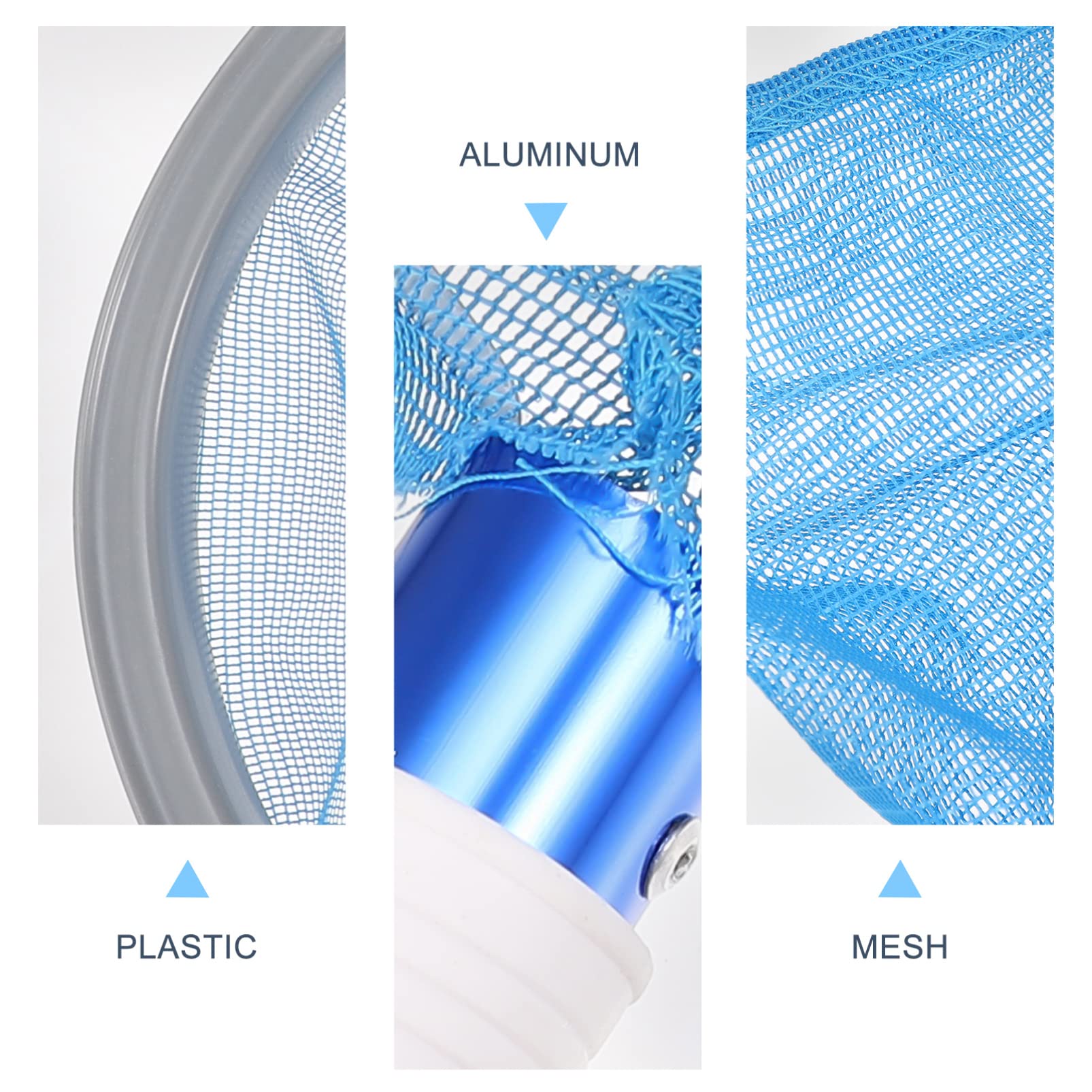 Épuisette de Piscine à Manche en Aluminium, Filet Bleu en Maille Fine pour Feuilles et Débris, Nettoyage Facile pour Spa et Bassin