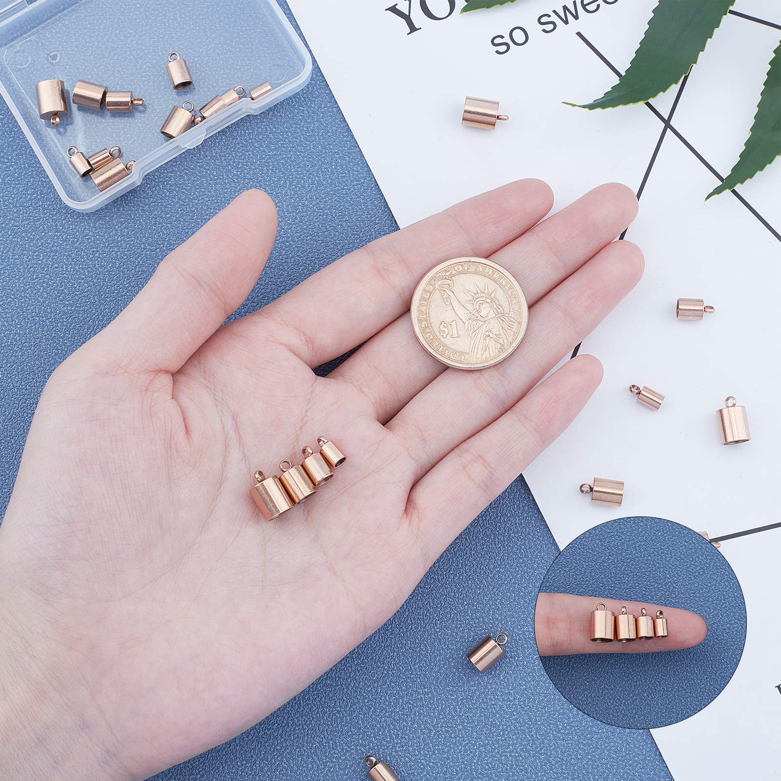 UNICRAFTALE 40 Stück Edelstahl Kabelenden – 4 Größen (4-8mm), Für Schmuckherstellung & DIY