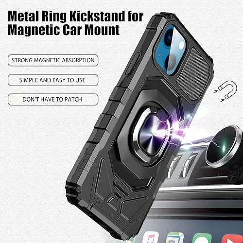 Miniatura 3 de Ailiber Funda compatible con iPhone 13, con protector de pantalla, prueba de caída de grado militar, soporte de anillo para montaje magnético de