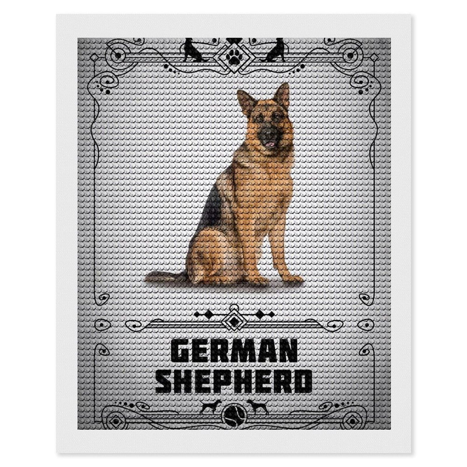 Junmoney German Shepherd Diamond Painting Canvas Set 16"x20", for Women, Pleasing Wall Art Project, Aesthetic Room Decor, Gift Idea