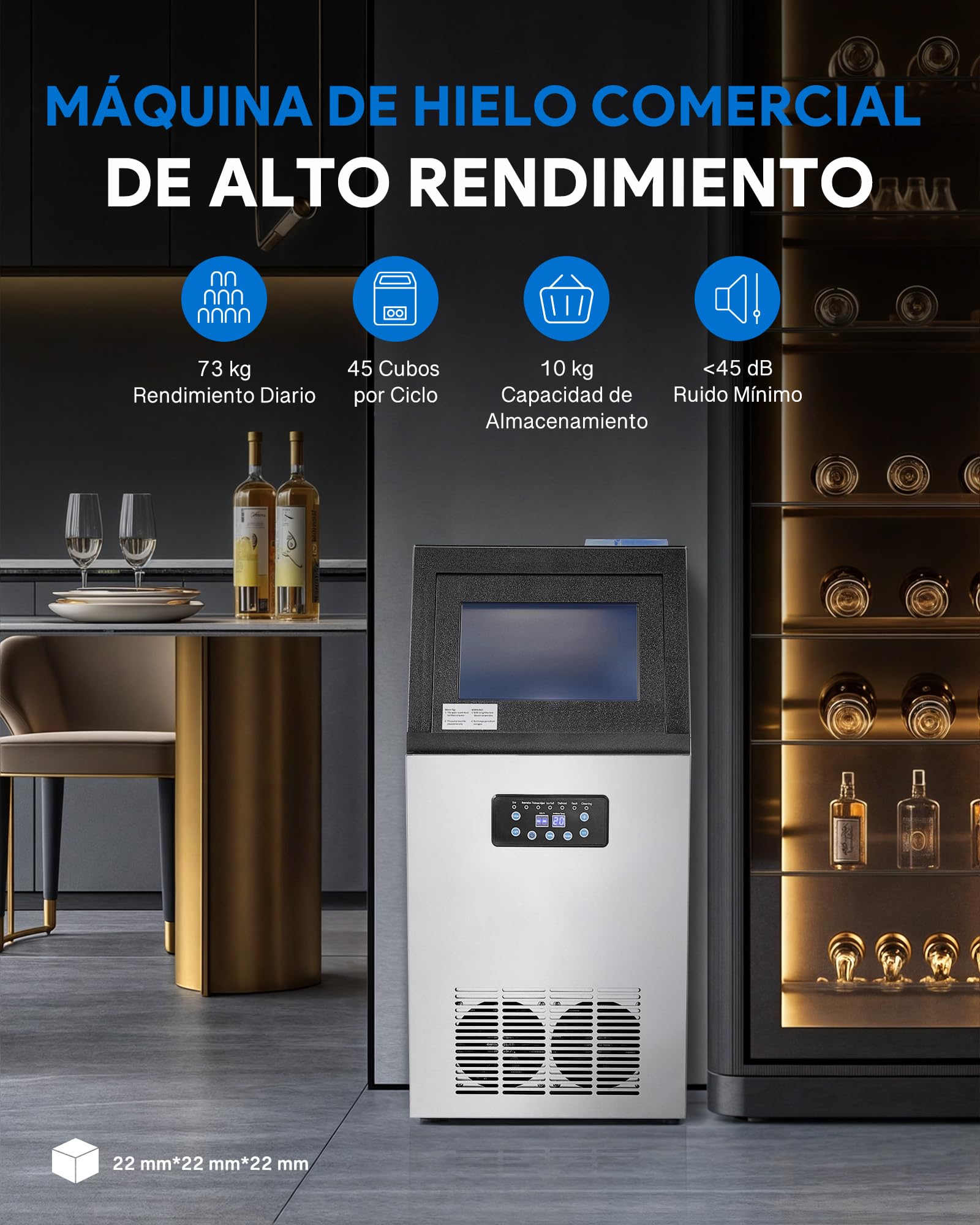 WILPREP 480W Máquina de Hacer Hielo Industrial