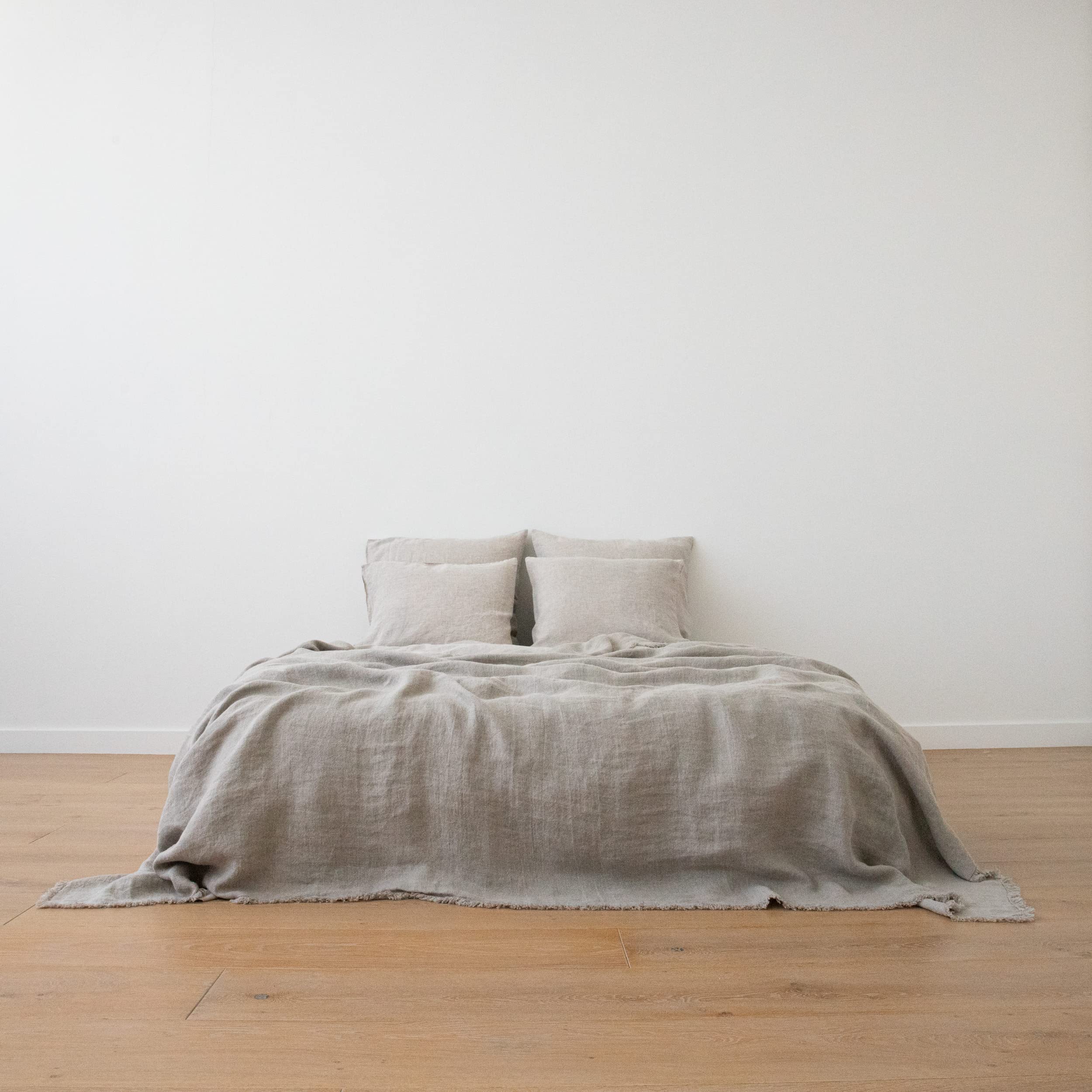 LinenMe Natural Leinen Plaid Rustico Fringe, 229 x 245 cm
