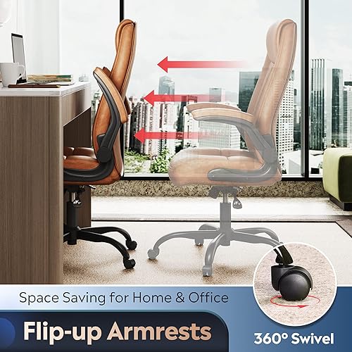 Miniatura 6 de DEVAISE Silla de oficina para computadora, silla de escritorio ergonómica de respaldo alto con reposabrazos abatibles ajustables, soporte lumbar y