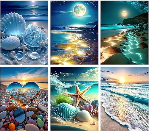 Kits de arte de diamantes para adultos, kits de pintura de diamantes para hombres, paquete múltiple de paisaje, luna, arte moderno de diamantes,