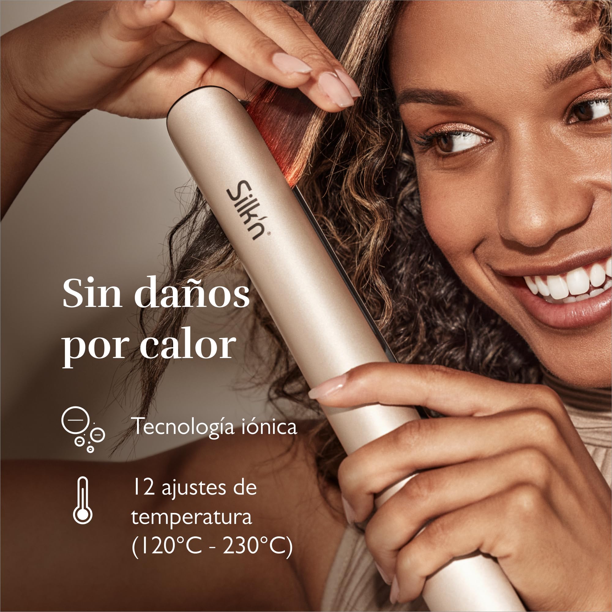 Silk'n Plancha de pelo - SilkyStraight - Plancha de pelo con tecnología infrarroja e iónica - Idea regalo - Beige