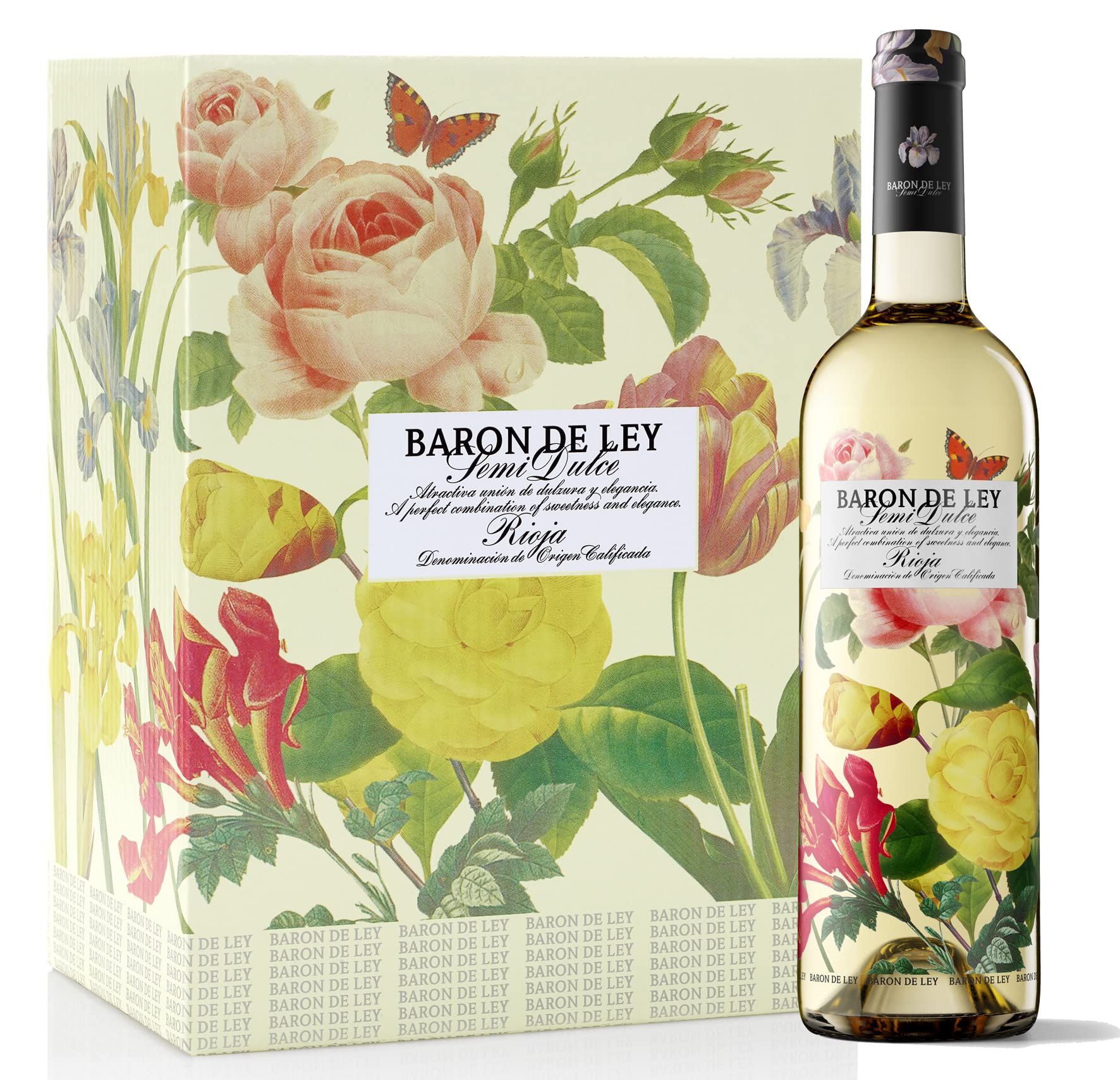 Baron De Ley Blanco Semidulce, Vino Blanco DOC Rioja, Variedad Viura, Verdejo y Sauvignon Blanc, Frescoy Aromático, Caja 6 botellas 750 ml