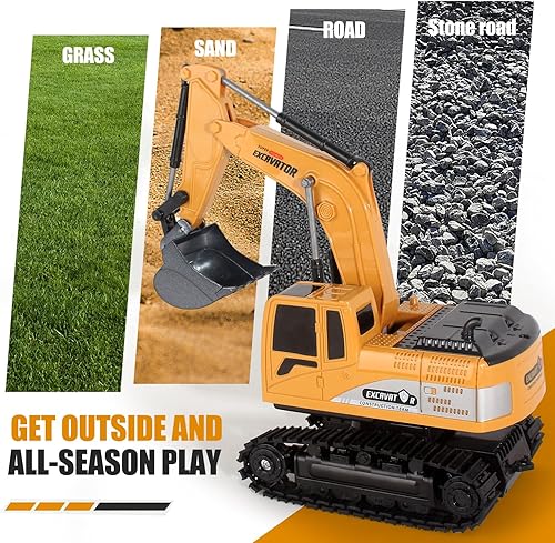 Miniatura 7 de Jiakora Excavadora de juguete a control remoto para niños, juguete de excavadora RC para niños de 3, 4, 5, 6, 7, 8 años, regalo de Navidad,