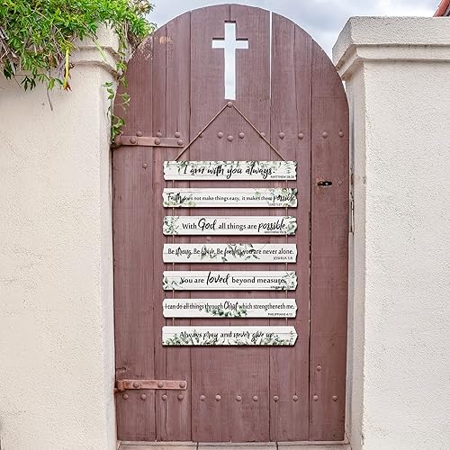 Miniatura 5 de Arte de pared de madera rústica con versículo bíblico, decoración de pared inspiradora cristiana para iglesia, oficina, hogar, baño, sala de estar,