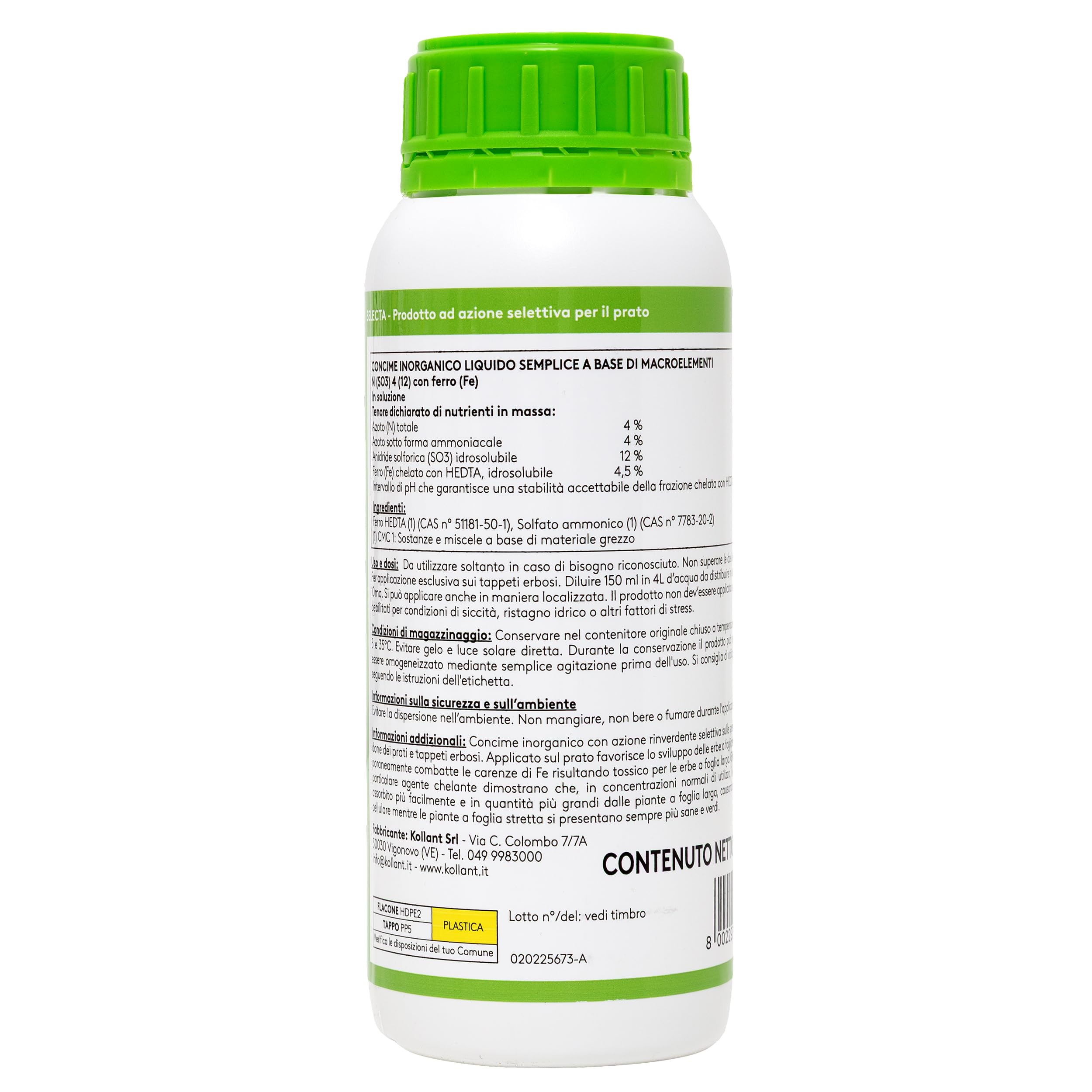 Adama Fertilizzante per Prato – 500 ml. Selecta Fertilizzante per Tappeti Erbosi con Ferro Chelato 4,5%. Rinverdente Rapido, Nutre il Prato e Migliora l’Uniformità del Verde.