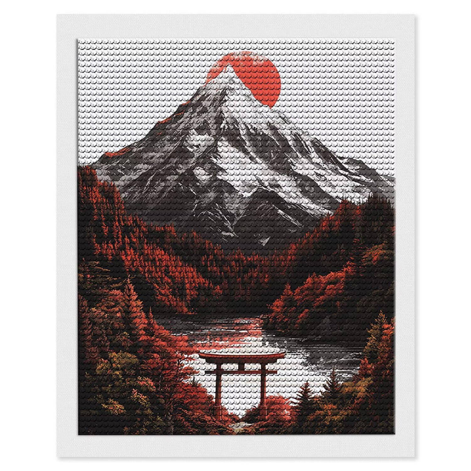 Obraz diamentowy 5D, DIY Mount Fuji Diament Pełny obraz, okrągły diament, diamentowy obraz artystyczny Rhinestone Ścieg krzyżykowy Malarstwo dla dorosłych Dzieci Początkujący, Dekoracja ścienna