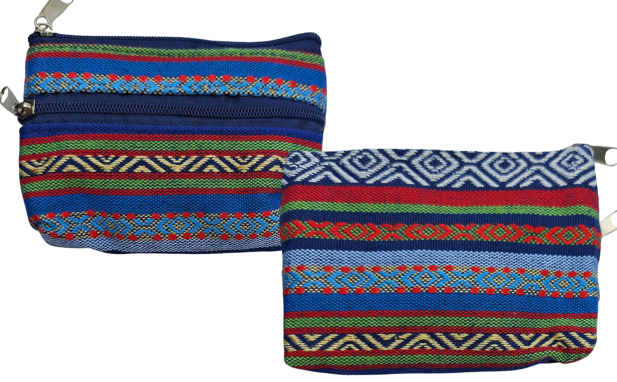 Ethnische Geldbörse, bedruckt, 11 x 8 cm, mit 2 Reißverschlusstaschen, lebendige und fröhliche Farben, 2, Talla unica, Ethnisch