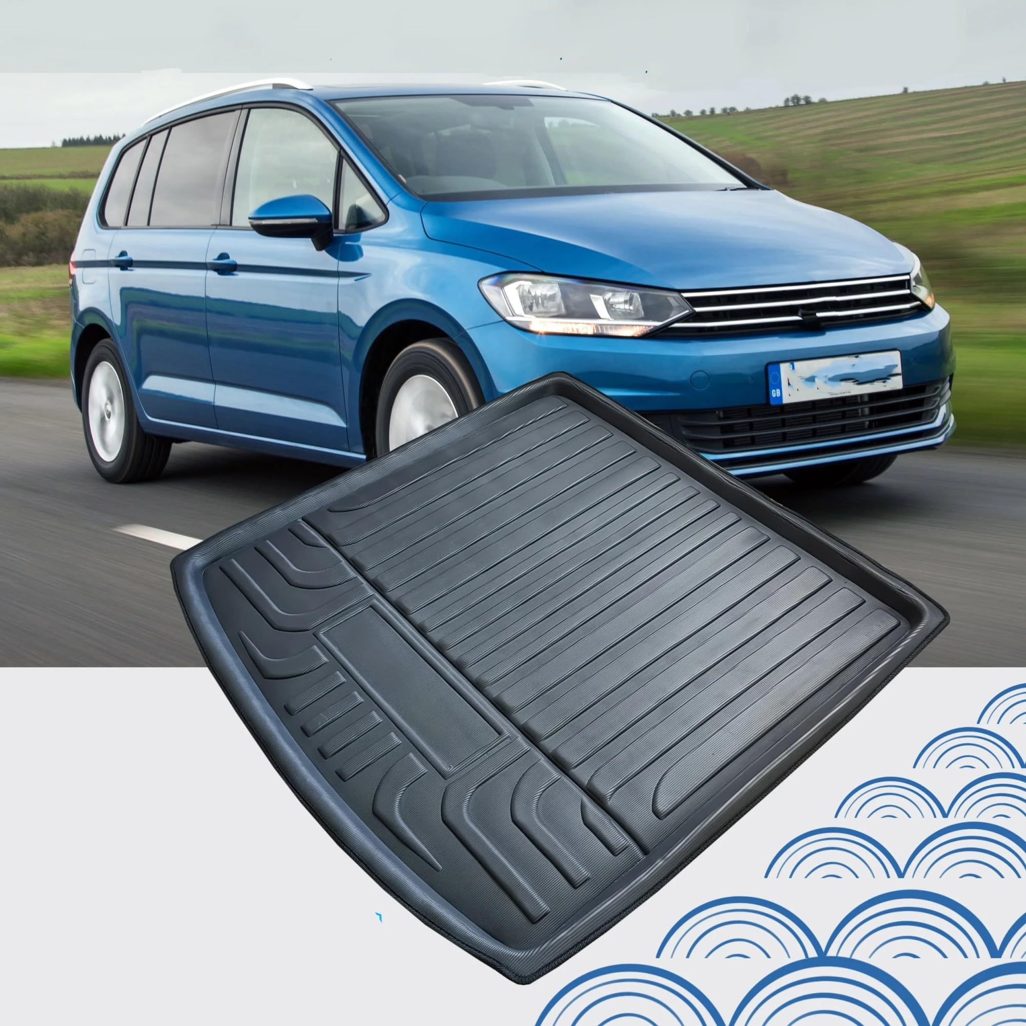Kompatibel Mit VW Für Touran 2016 2017 2018 2019 2020 2021 2021 Kofferraumwanne Kofferraummatte Bodenwanne Teppich Schlamm Trittschutz Teppich Auto Gepäckauskleidung