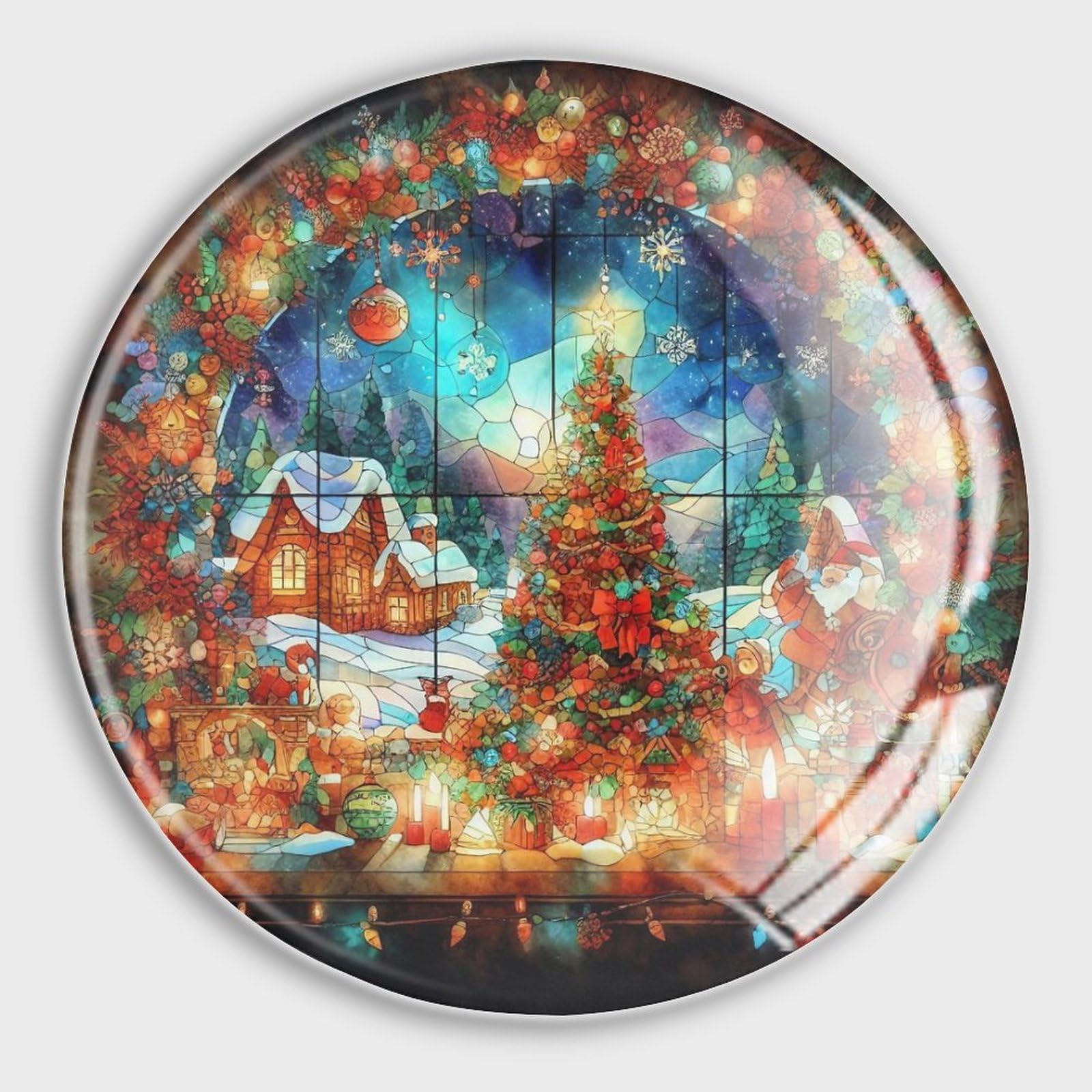 Aimants arbre de Noël en verre teinté pour tableau blanc et frigo - Lot de 4