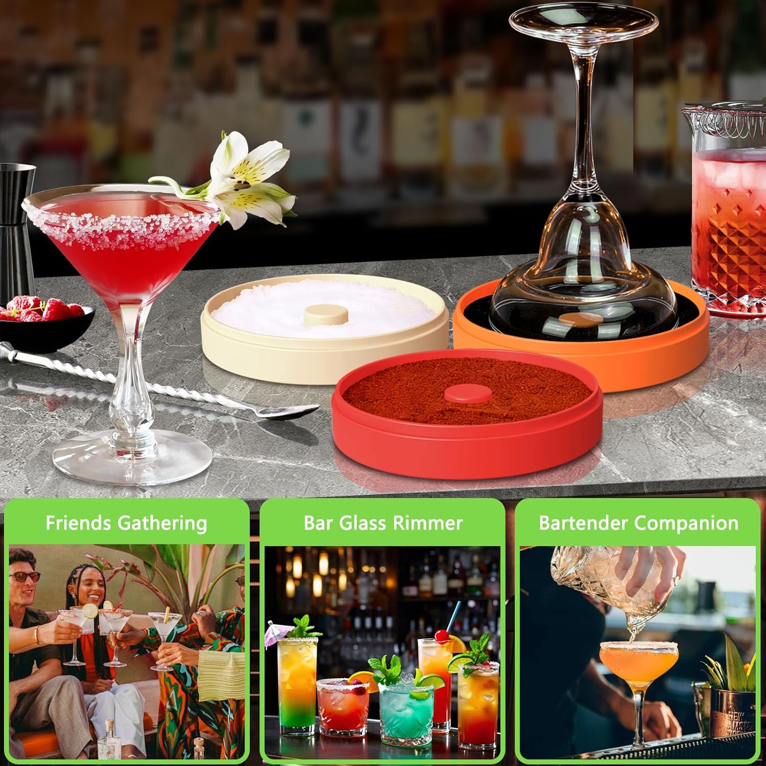 Margarita Salt Rimmer Set,3-Tier Sugar Rimmer for Cocktails