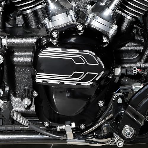 Miniatura 7 de TCT-MOTORPARTS Cubierta de leva lateral negra brillante para Harley M8 Engine Touring Street Glide 17-23