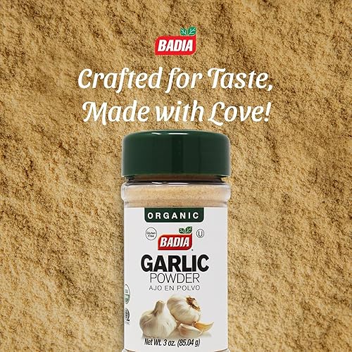 Vista 5 de Badia Ajo orgánico en polvo, 3 oz – Ajo en polvo premium, recién molido y sabroso
