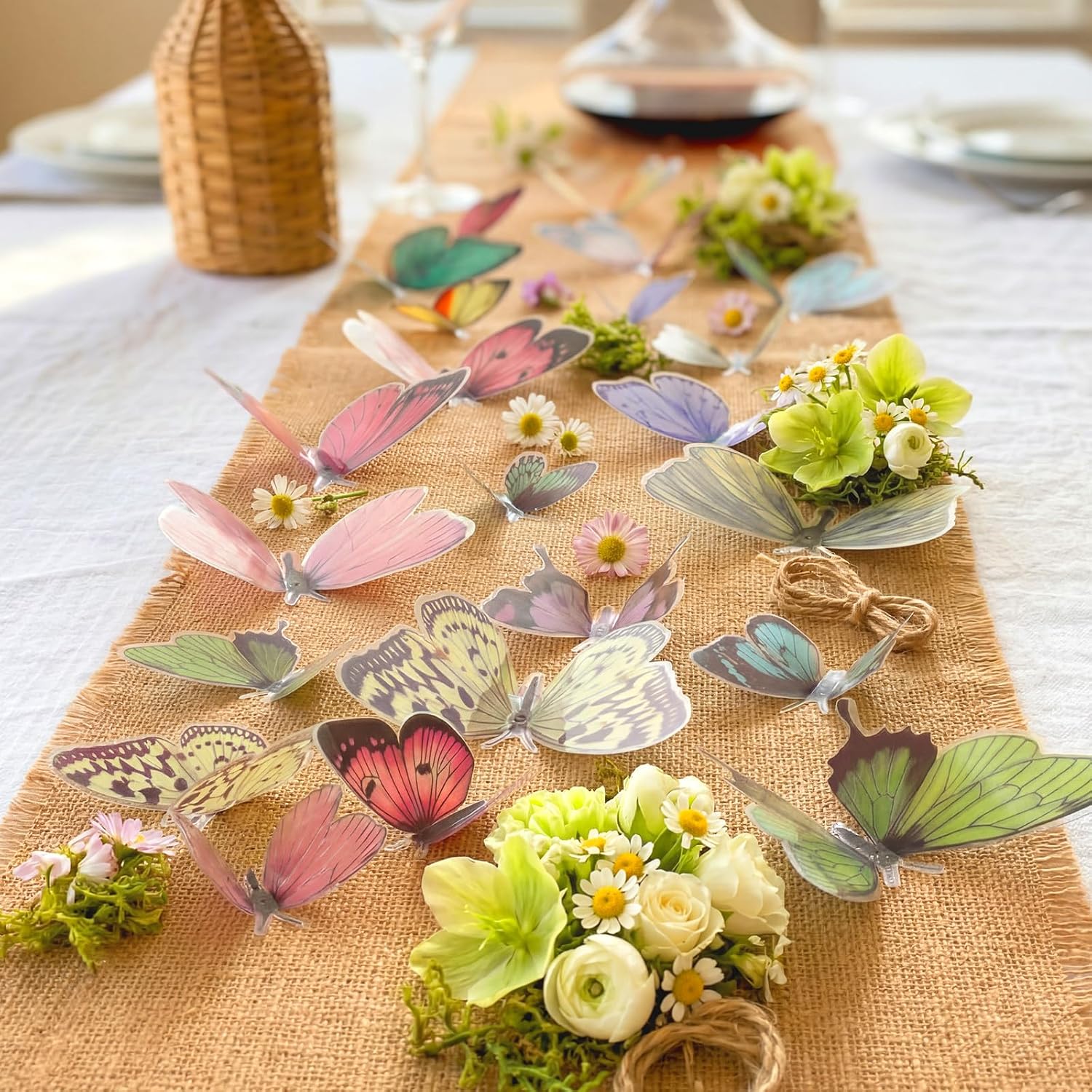 36 Pcs Butterfly Table Runner DIY Rustic Burlap Decor for Wedding Farmhouse image 5