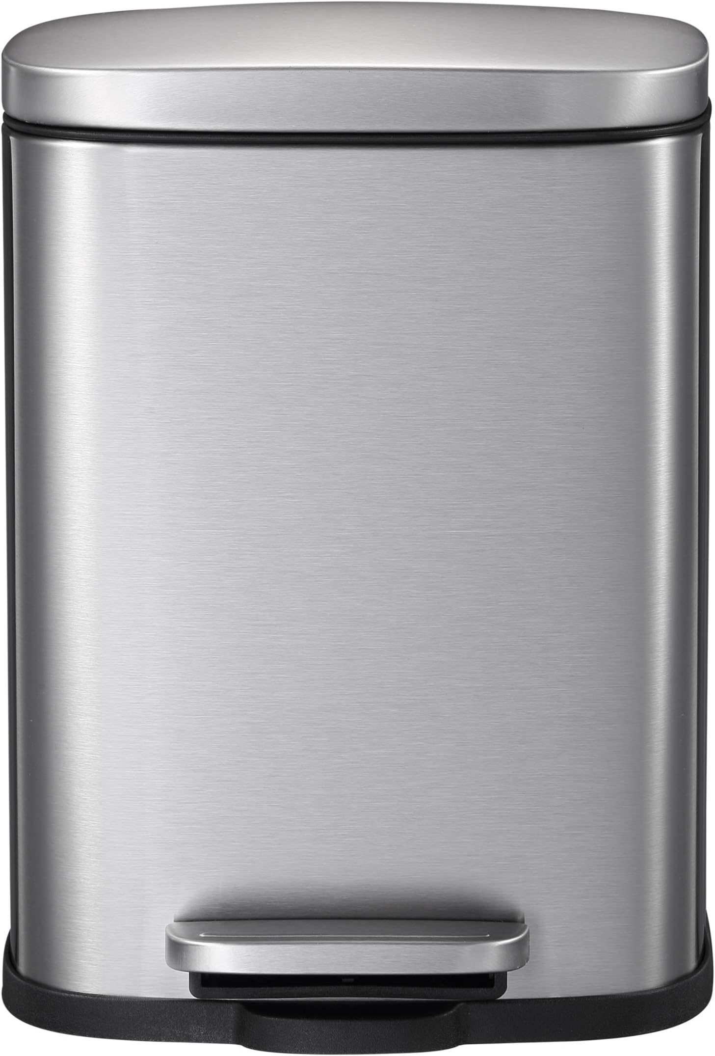 Mari Home Single Recycling Bin | 5L Rubbish Bin | Trash Bin with Flat Lid | Stainless Steel Bin for Bedroom, Bathroom, Kitchen, Garden | Fingerprint Proof Waste Bin with Pedal & Inner Bucket