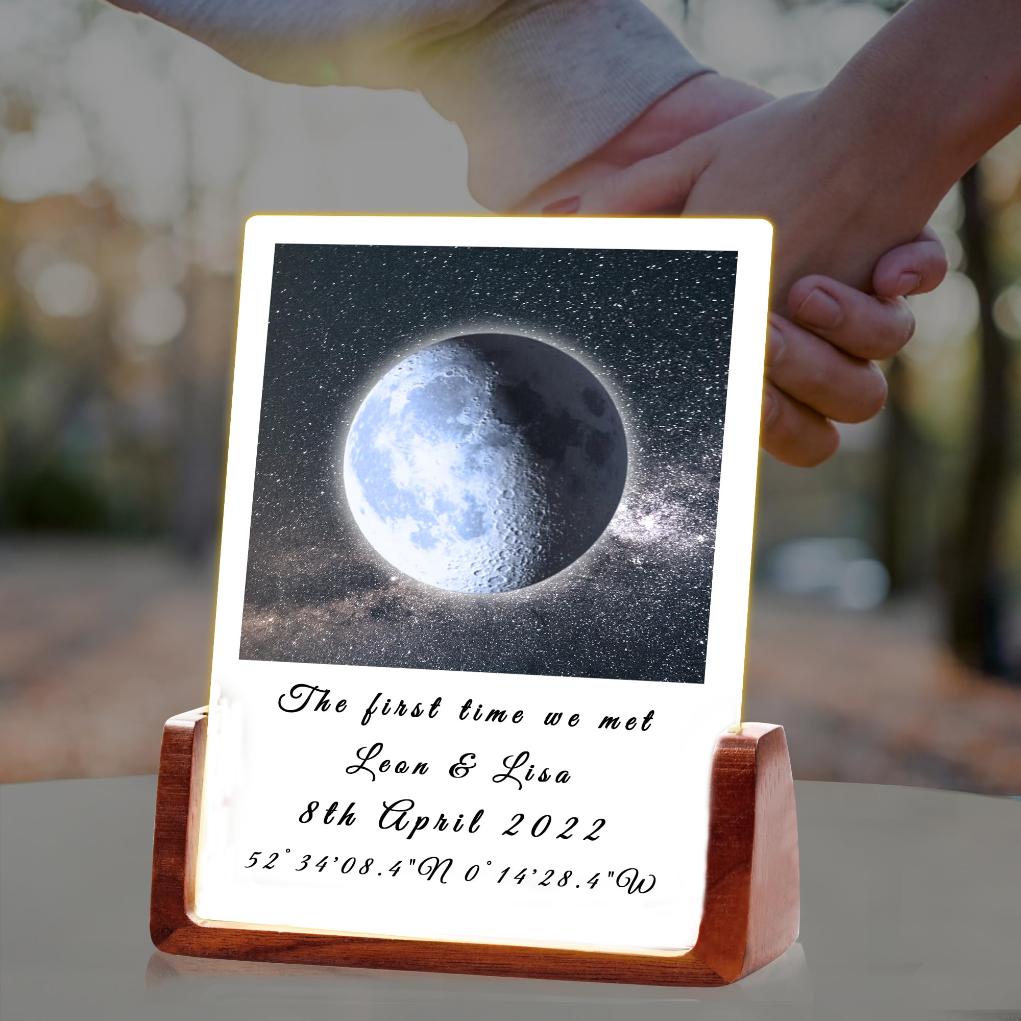 Custom Moon Phase plaque, On the Night We Met Moon Phase, Night Sky Print, Romantic Anniversary Wedding Betrothal Gifts for Couple, Acrylic Plaque with Stand