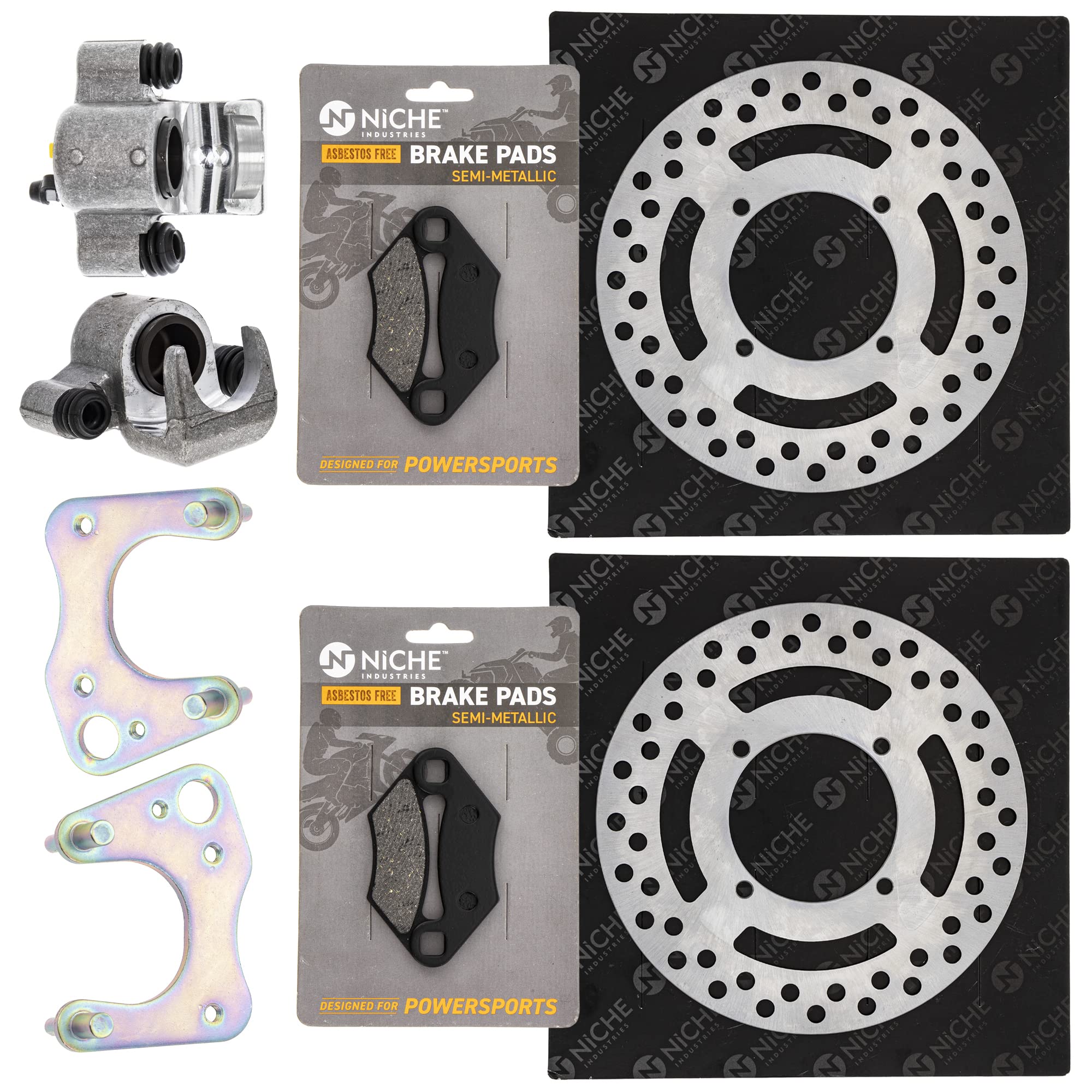 NICHE Front Brake Rotor Caliper Pad Kit for Polaris Sportsman 400 570 600 Trail Blazer 330 1911614 1912029 5244314