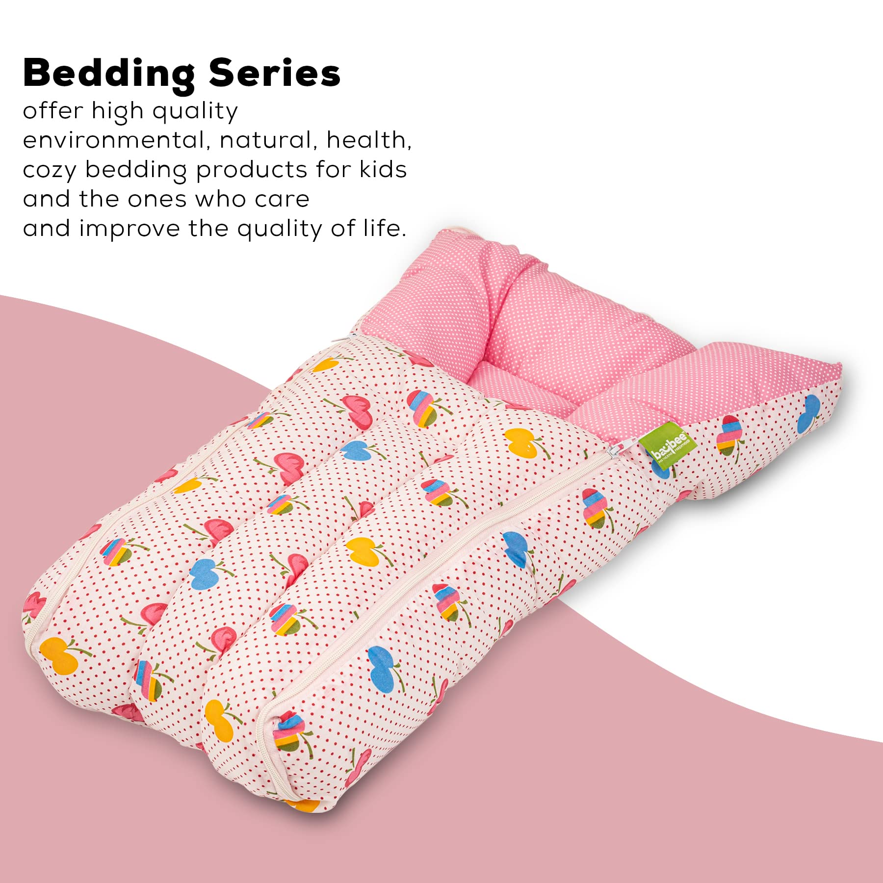 BAYBEE Carry Bed for New Born,Portable & Cozy Baby Nest, Ultra Soft Cotton, Padded Side Bolsters,Daily Travel Companion for 0-6 Months (Pink) 4