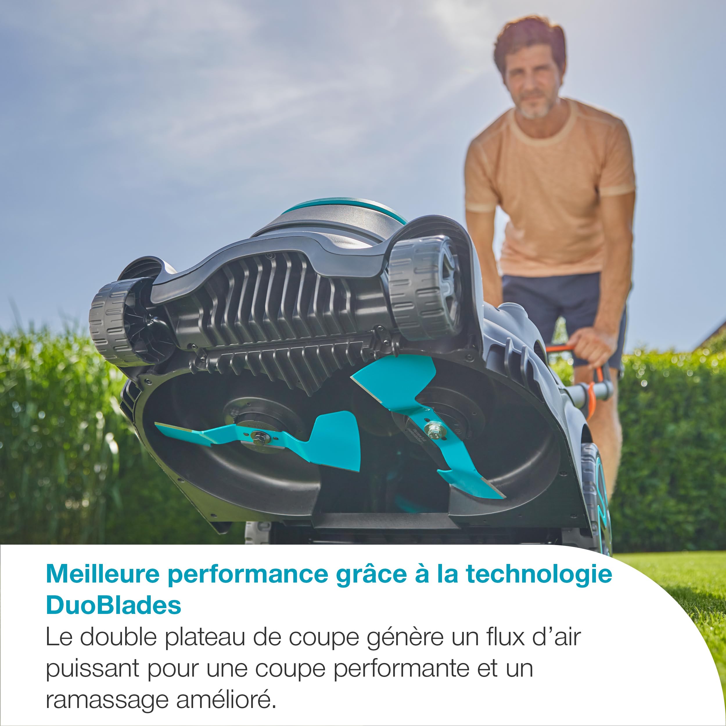 Gardena Tondeuse sur Batterie PowerMax Duo 46/36V P4A 4 Ah - Kit prêt à l'emploi: Haute Performance, Deux Lames Valent Mieux Qu’Une, Idéal pour Les espaces étroits (14646-20)