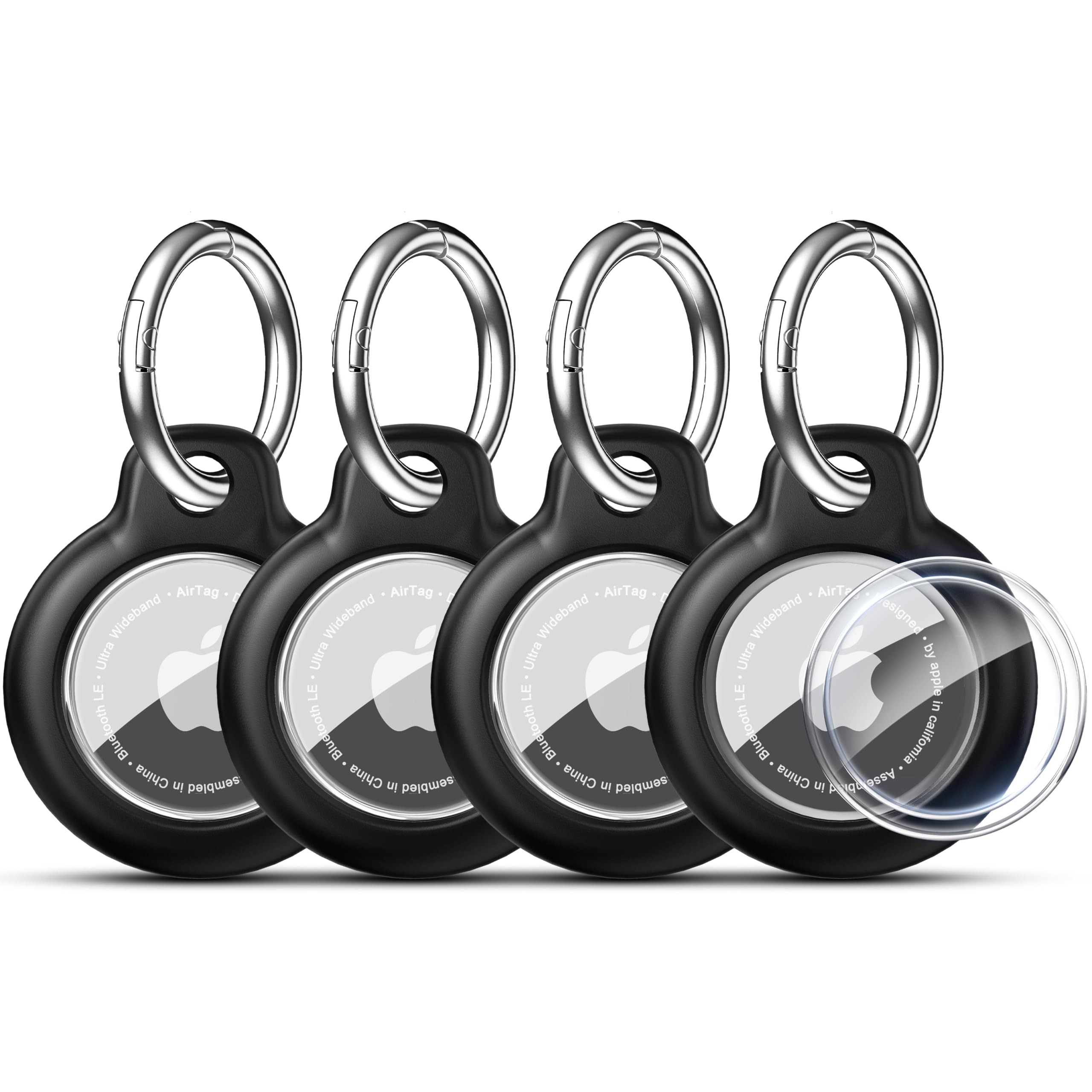 RFUNGUANGO Apple AirTag Holder with Key Ring 4 Pack AirTag Case