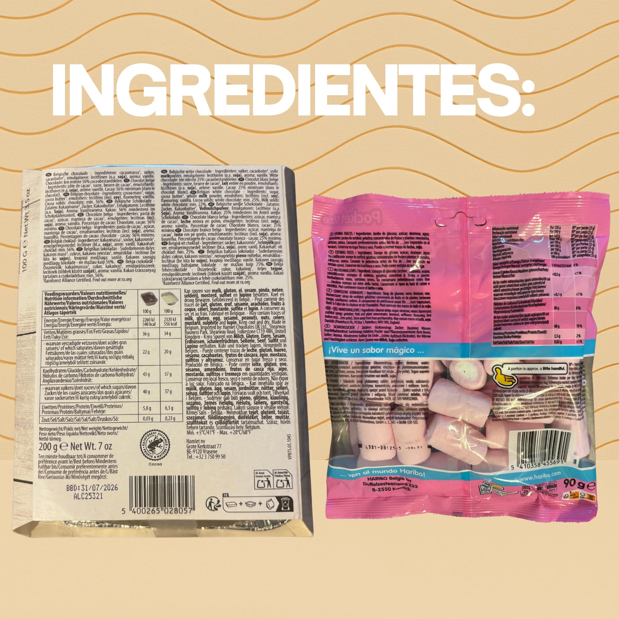 Kit Chocolate Belga para Fundir BBQ & Fondue (200g Negro + Blanco) + 2 Bolsas Marshmallow + 100 Pinchos Bambú, Chocolate para Barbacoa, Parrilla y Postres