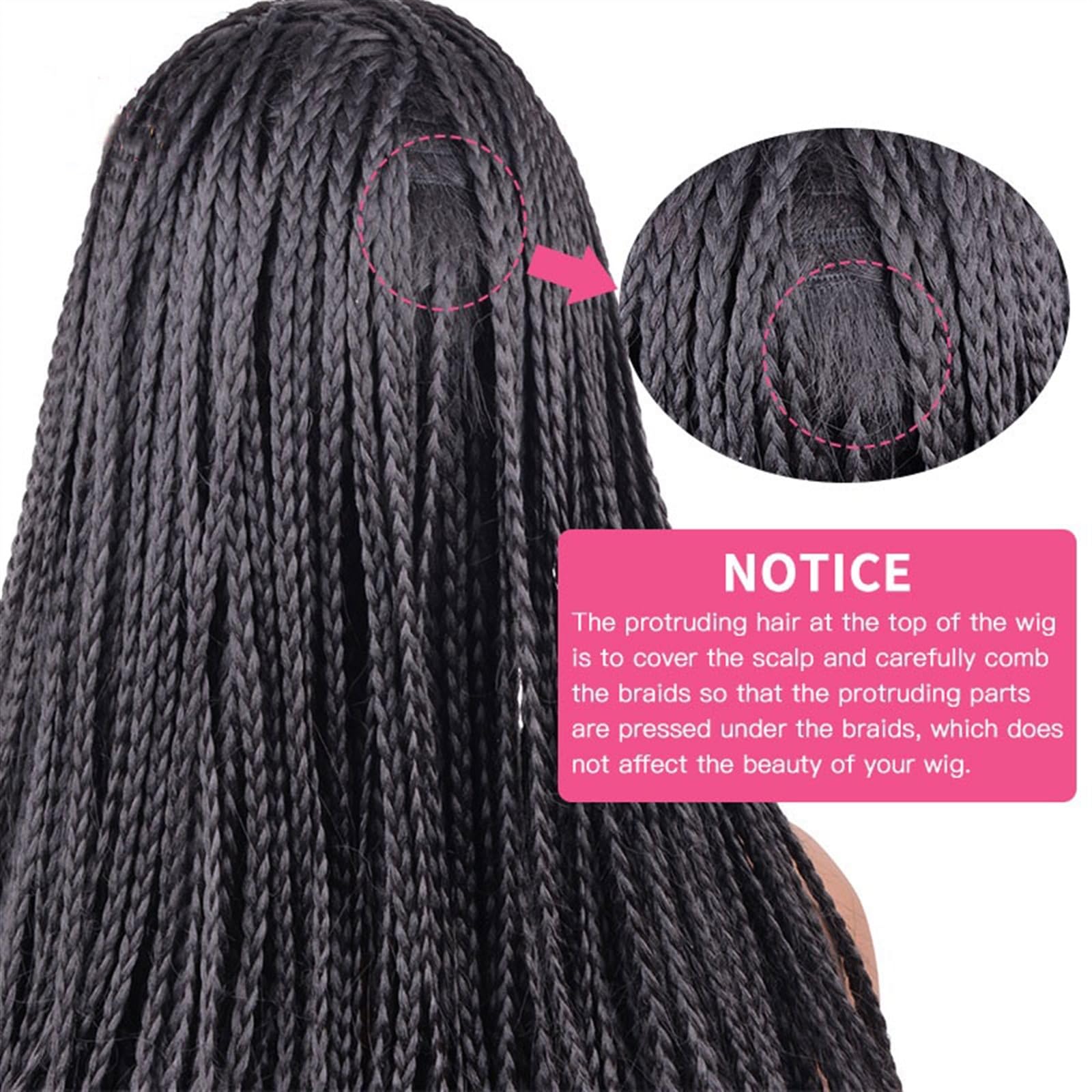 Peruka damska Peruki dla Afro czarnych kobiet długie proste syntetyczne warkocze plecione w pudełku peruki 26 ''wysokiej jakości syntetyczne warkocze Twist Peruki ludzkie(Headband 1B-27)