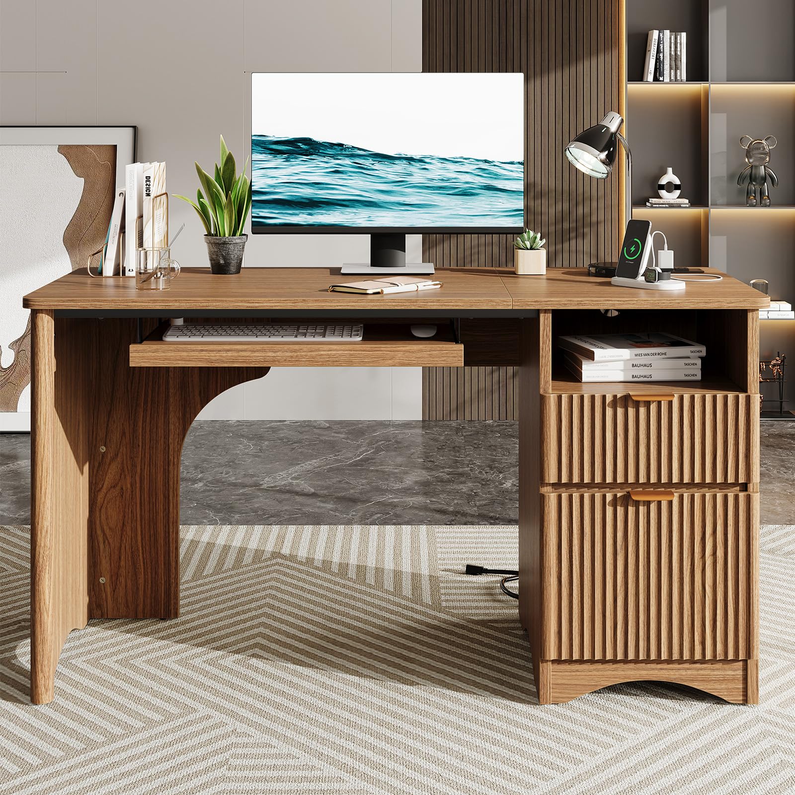 Amazon.com: Bestier Computer Desk with Drawer, 55 inch Office Desk