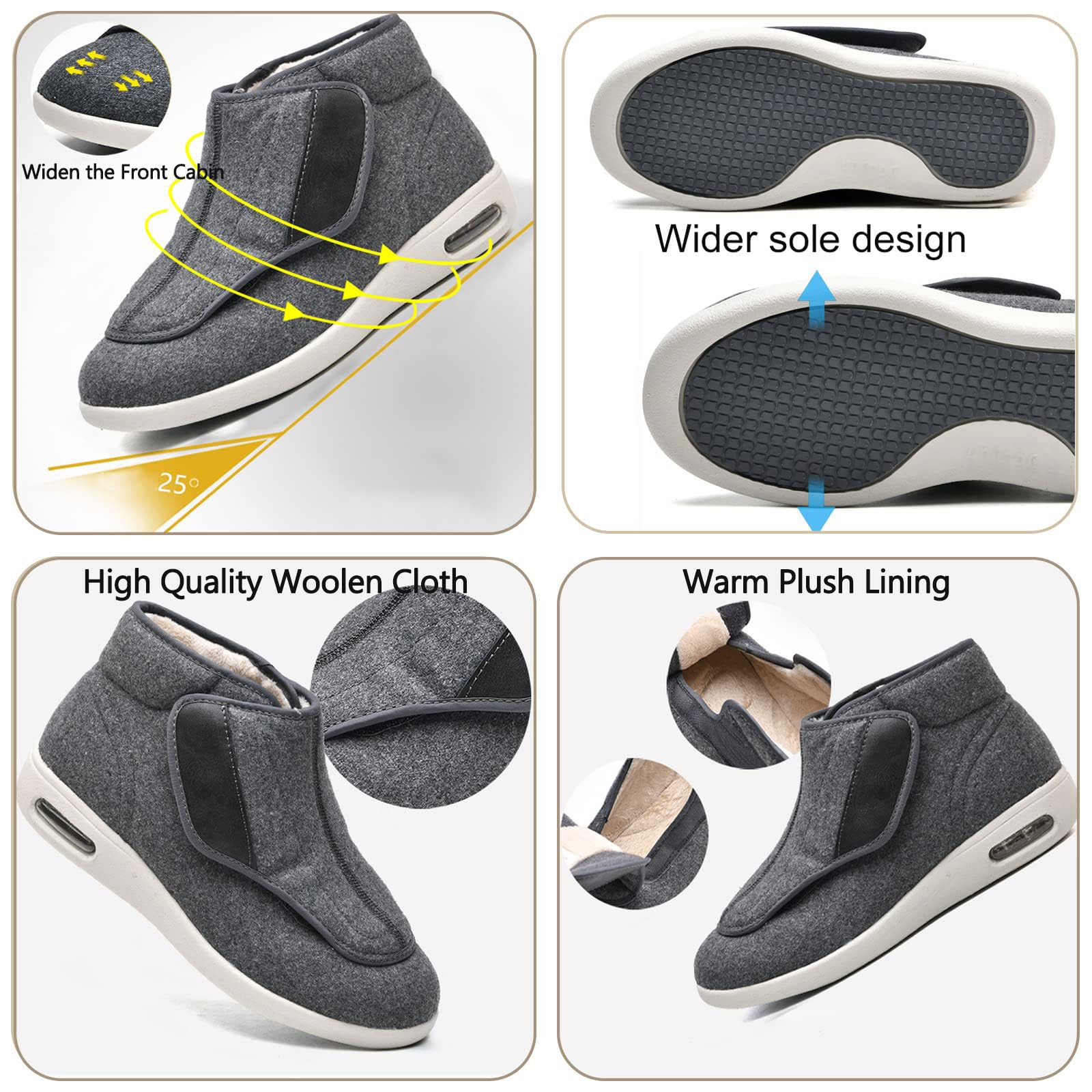 Scarpe Per Diabetici Uomo | Velcro Senza Cuciture | Pianta Larga E Extra Profonda | Comode E Sicure - Foto 10