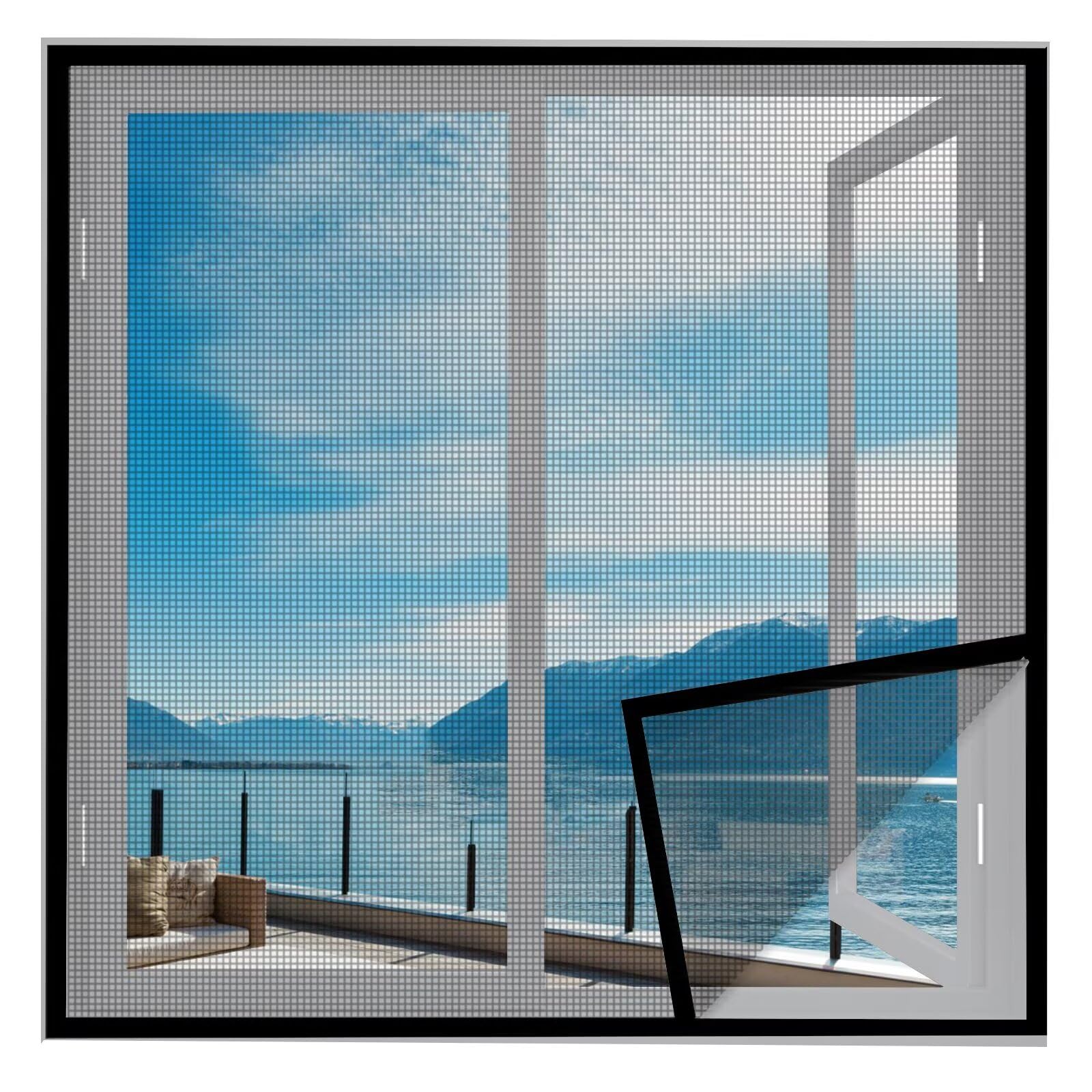 Fiberglas Mückenschutz Fenster 165x200cm Schwarz Insektenschutzgitter Luft kann frei strömen für Türen/Patio
