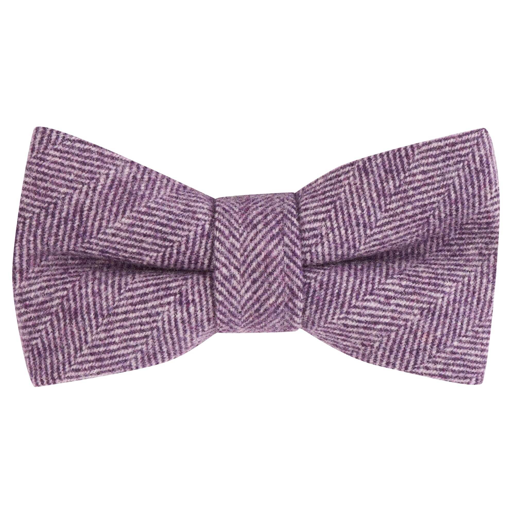 King & Priory Purple Herringbone Wool Bow Tie