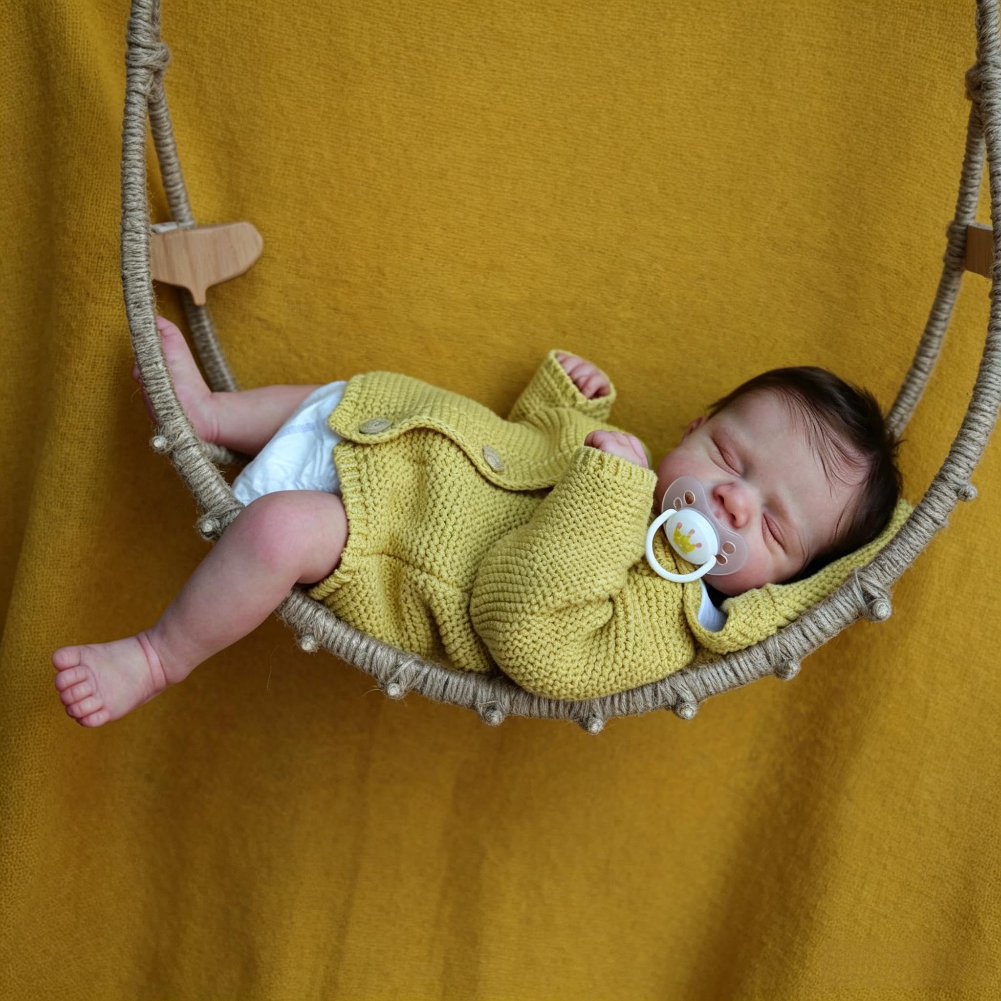 Realistyczne silikonowe lalki Reborn Baby Dolls Śpiąca Dziewczyna 45 cm Realistyczne lalki noworodka Pełne winylowe życie jak Reborn Baby Doll z żółtym swetrem, które wyglądają jak prawdziwe