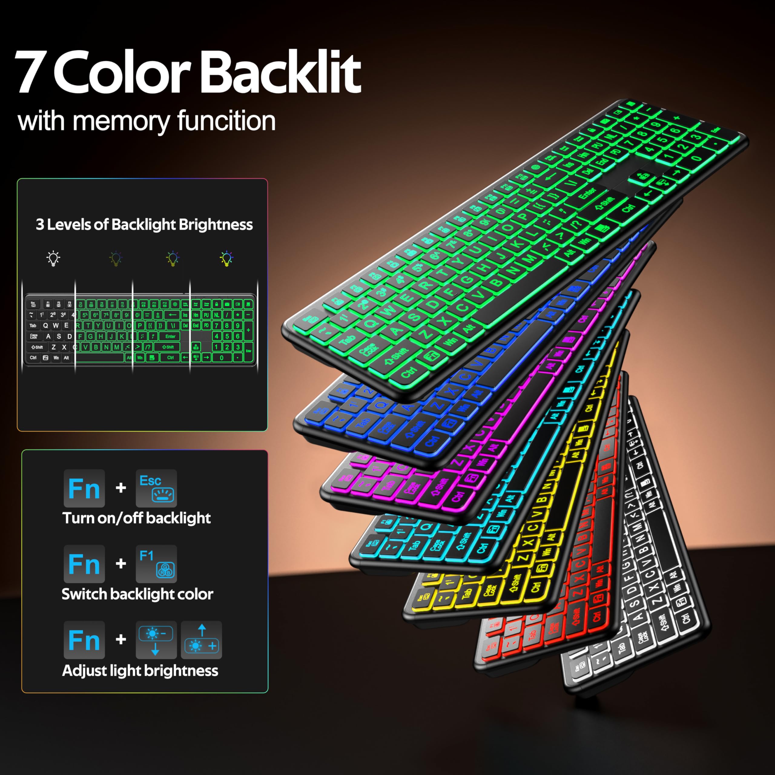 その他 whatfun 7Color Smart Keyboard Amazon.com: Hamile Large Print Light Up Keyboard, USB Silent Wired