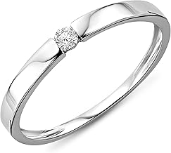 Miore Ring Damen 0.05 Ct Solitär Diamant Verlobungsring aus Weißgold/Gelbgold 9 Karat / 375 Gold, Schmuck