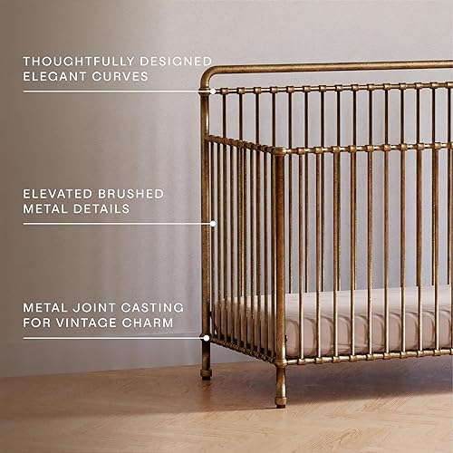 Miniatura 5 de NAMESAKE Winston - Cuna convertible de metal 4 en 1 en oro vintage, certificado Greenguard Gold