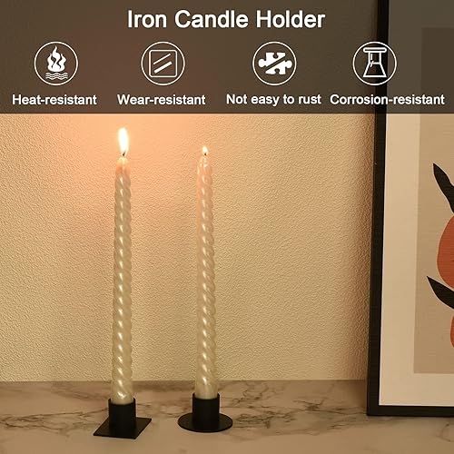 Miniatura 5 de PATIKIL Portavelas cónicos negros, juego de 8 portavelas cuadrado de hierro para velas cónicas de metal, centros de mesa para decoración de mesa,