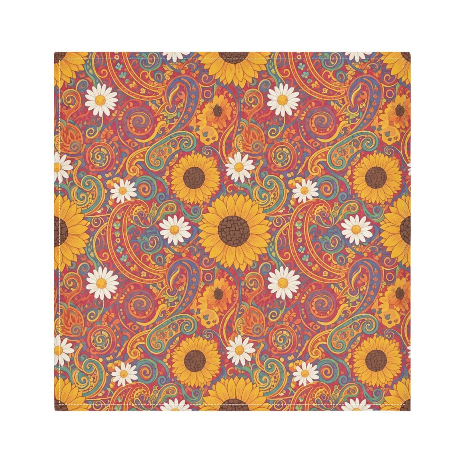 Ttgoth Sunflowers Cloth Napkin Set of 6 Washable & Reusable Dinner Napkins for Dining Table, Banquets, Wedding, Party, 50x50 cm