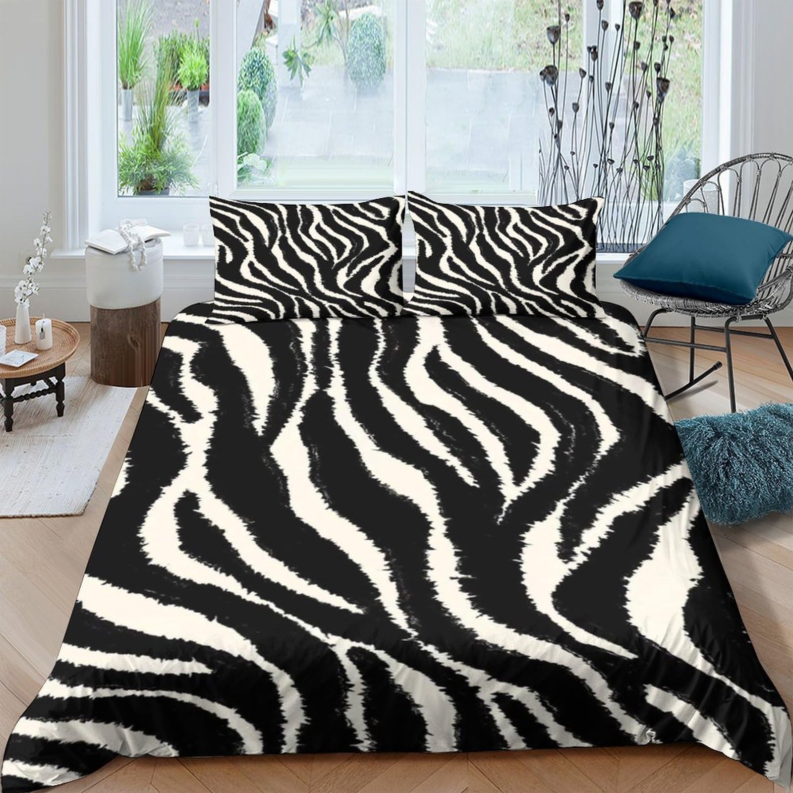 Ctjqhvkz Style-1 3D Printed Zebra Stripe Fitted Sheet Microfiber Soft Anti-Slip Bed Cover For Bedroom Guest Room Decor Easy Care Single（135X200cm）