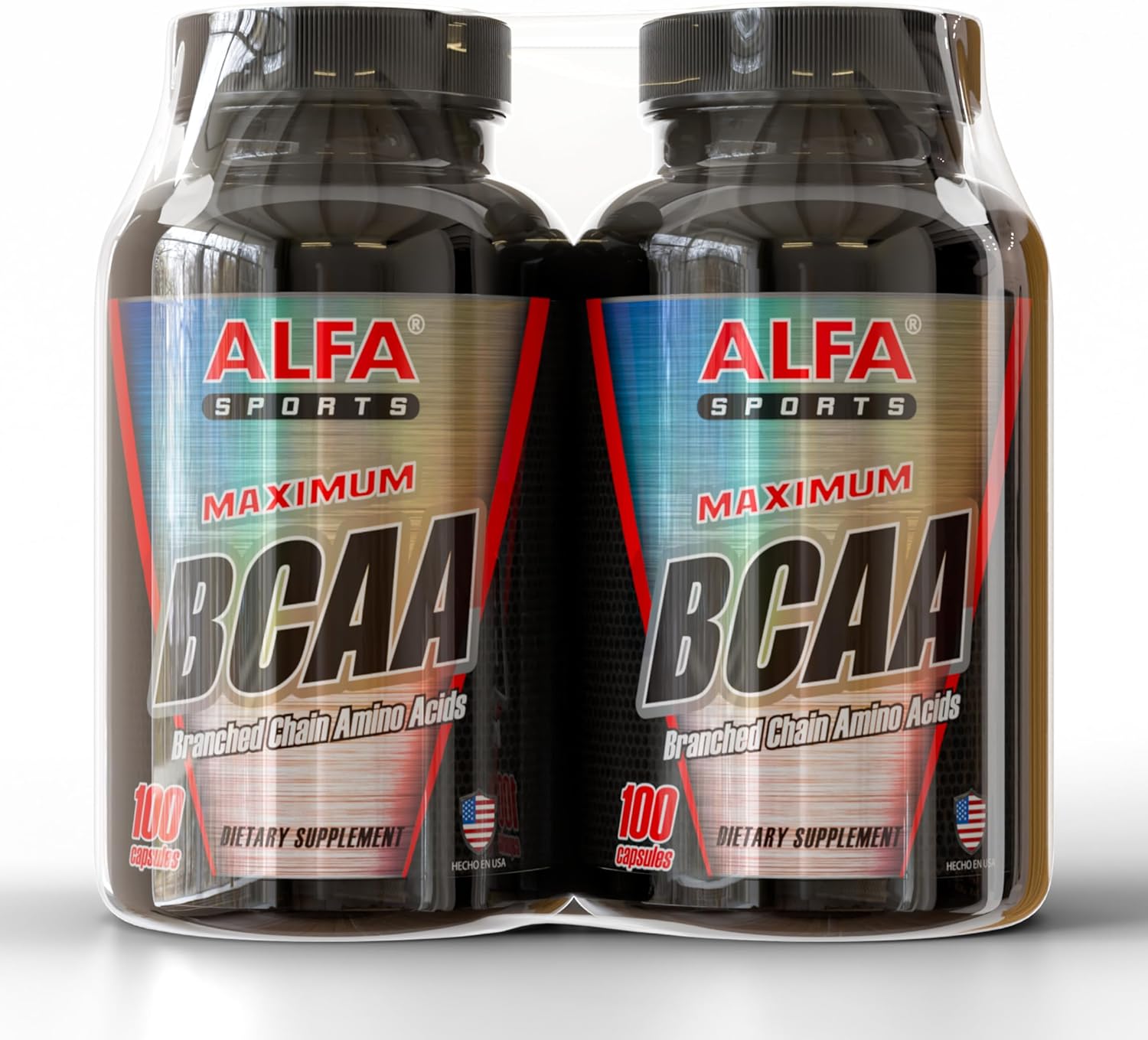 Maximum BCAA By Alfa Sports – Branched-Chain Amino Acids Supplement with L-Leucine, L-Isoleucine & L-Valine – Muscle Support Formula - 100 Capsules (2-Pack)
