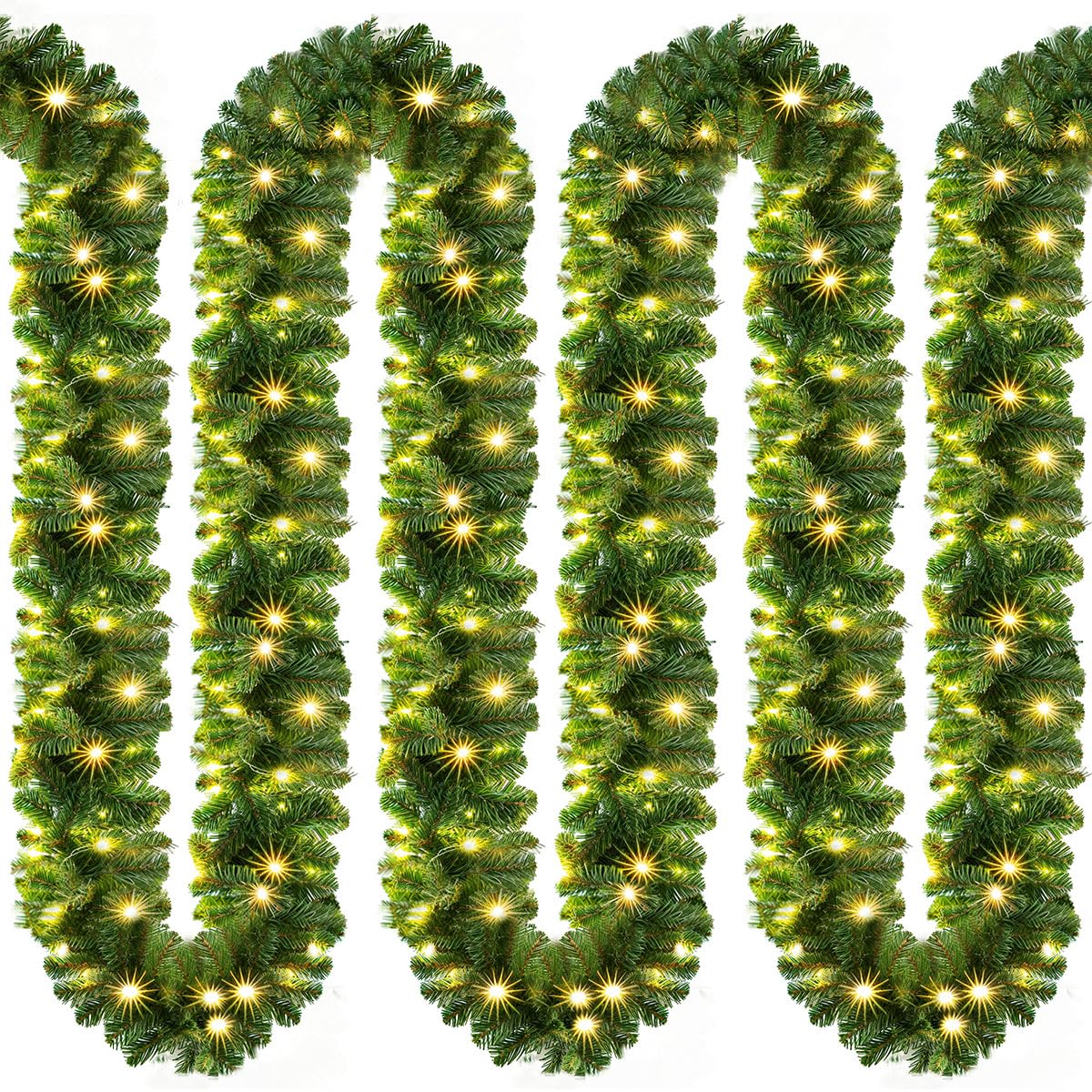 Casaria Guirnalda de Navidad Abeto Verde 5m 100LED Blanco Cálido Decoración Navideña Interior Exterior