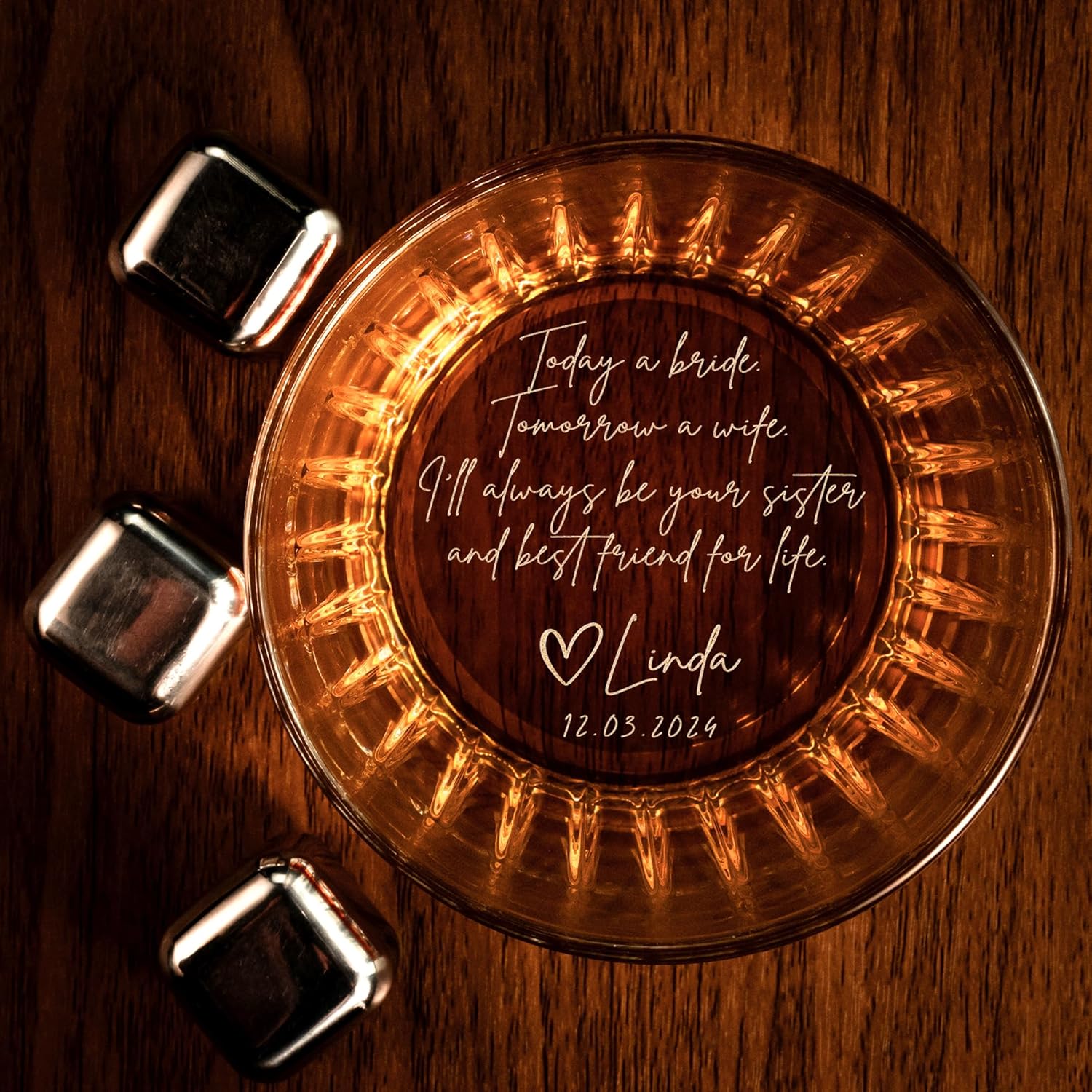 Lucy Engraving Custom Sister Wedding Whiskey Glass